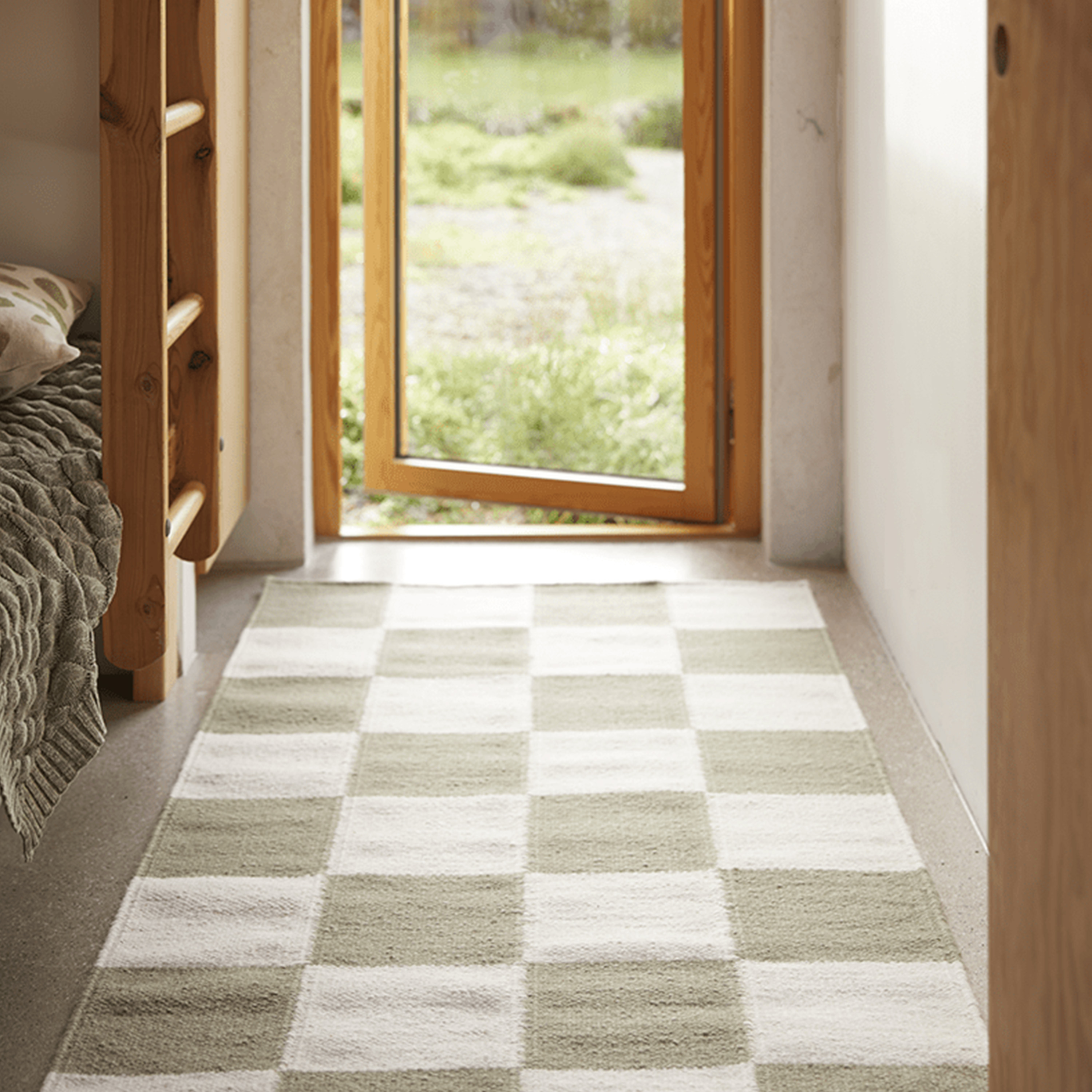 Classic Collection Square Gangmatte Hvit/Grønn 80x240