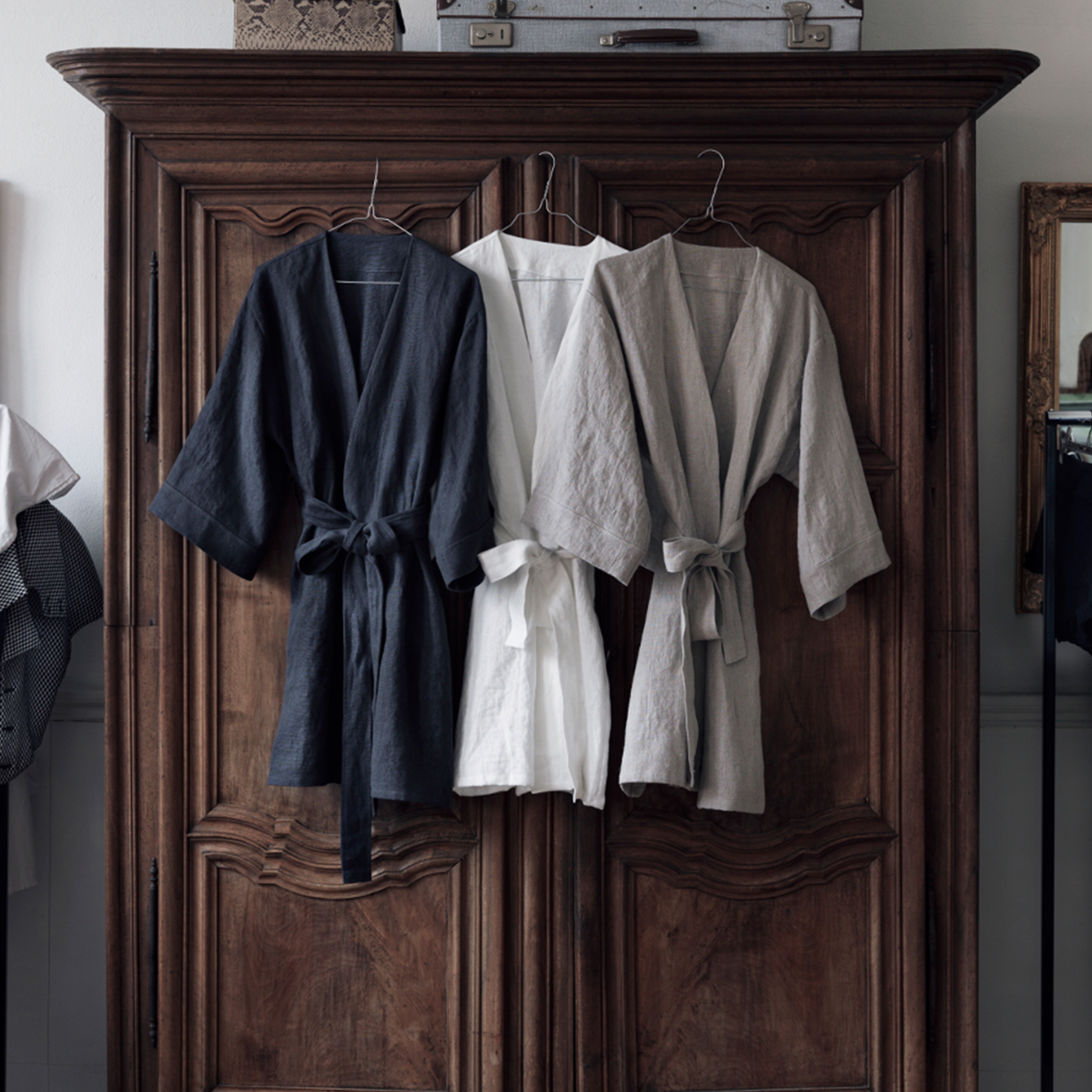 Lovely Linen Kimono Long Grey XL