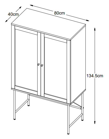 Nordic Home Elin Kaappi Black 135cm