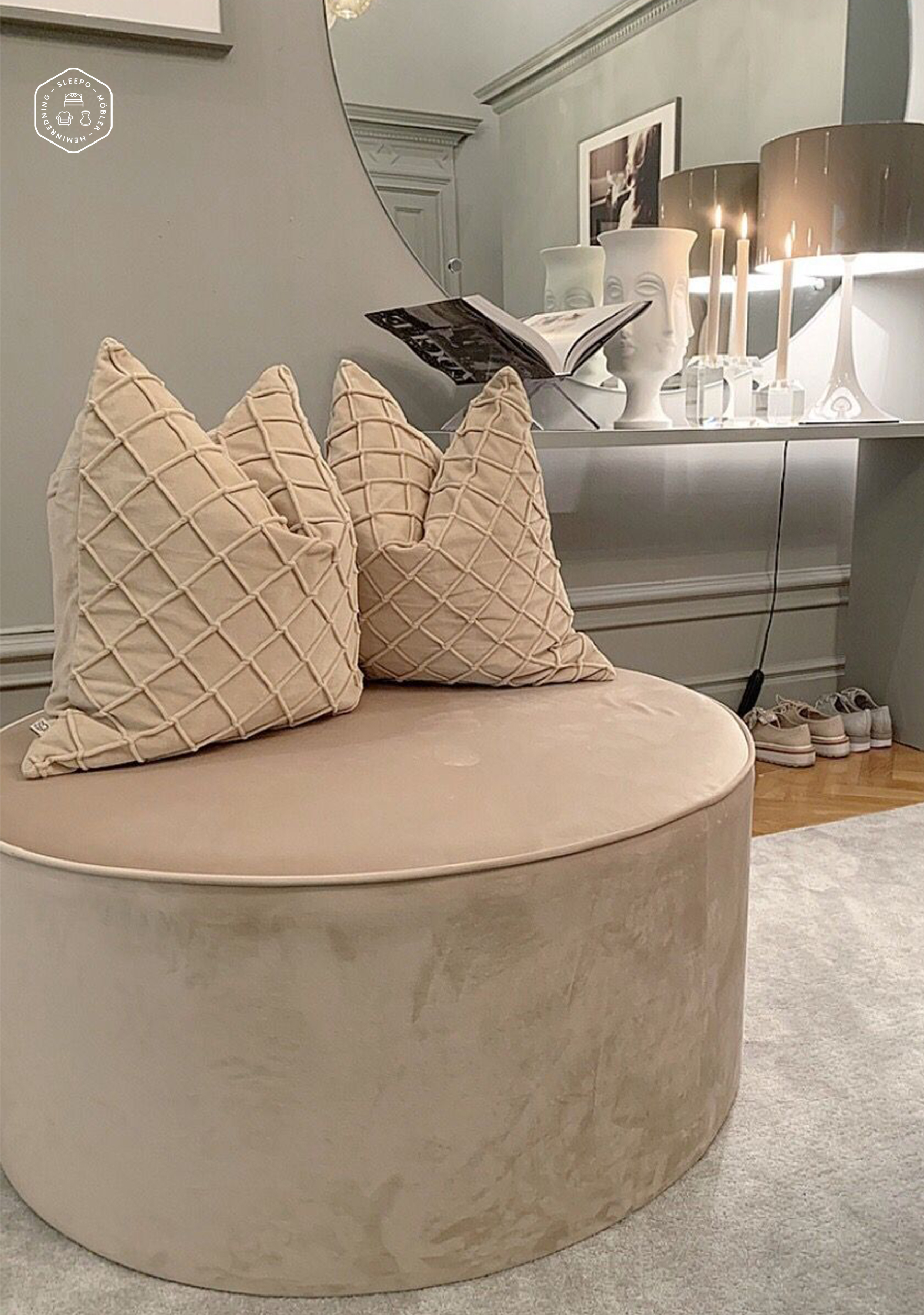 Chhatwal &amp; Jonsson Deva Kuddfodral Sammet Beige 50x50