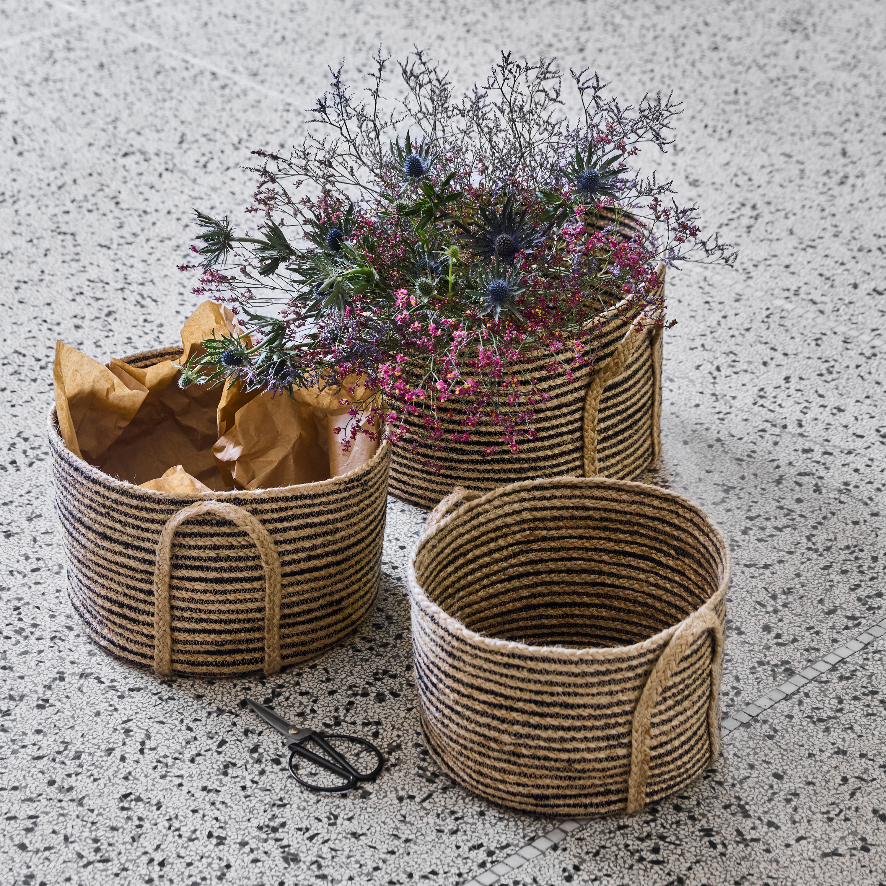 House Doctor Dungi Matalakori Musta/Luonnonväri 3 kappaletta