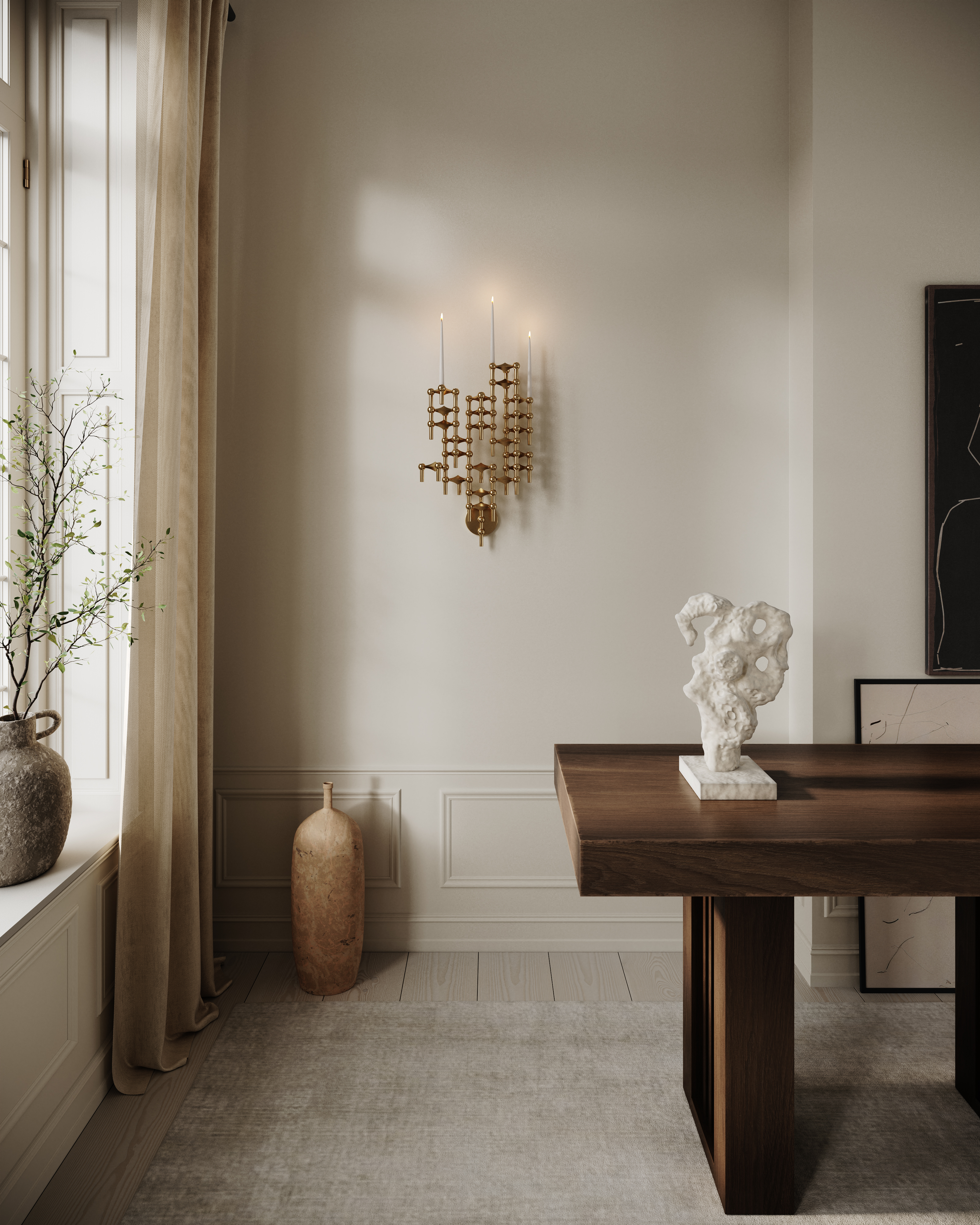 Stoff STOFF Nagel Väggljusstake Solid Brass