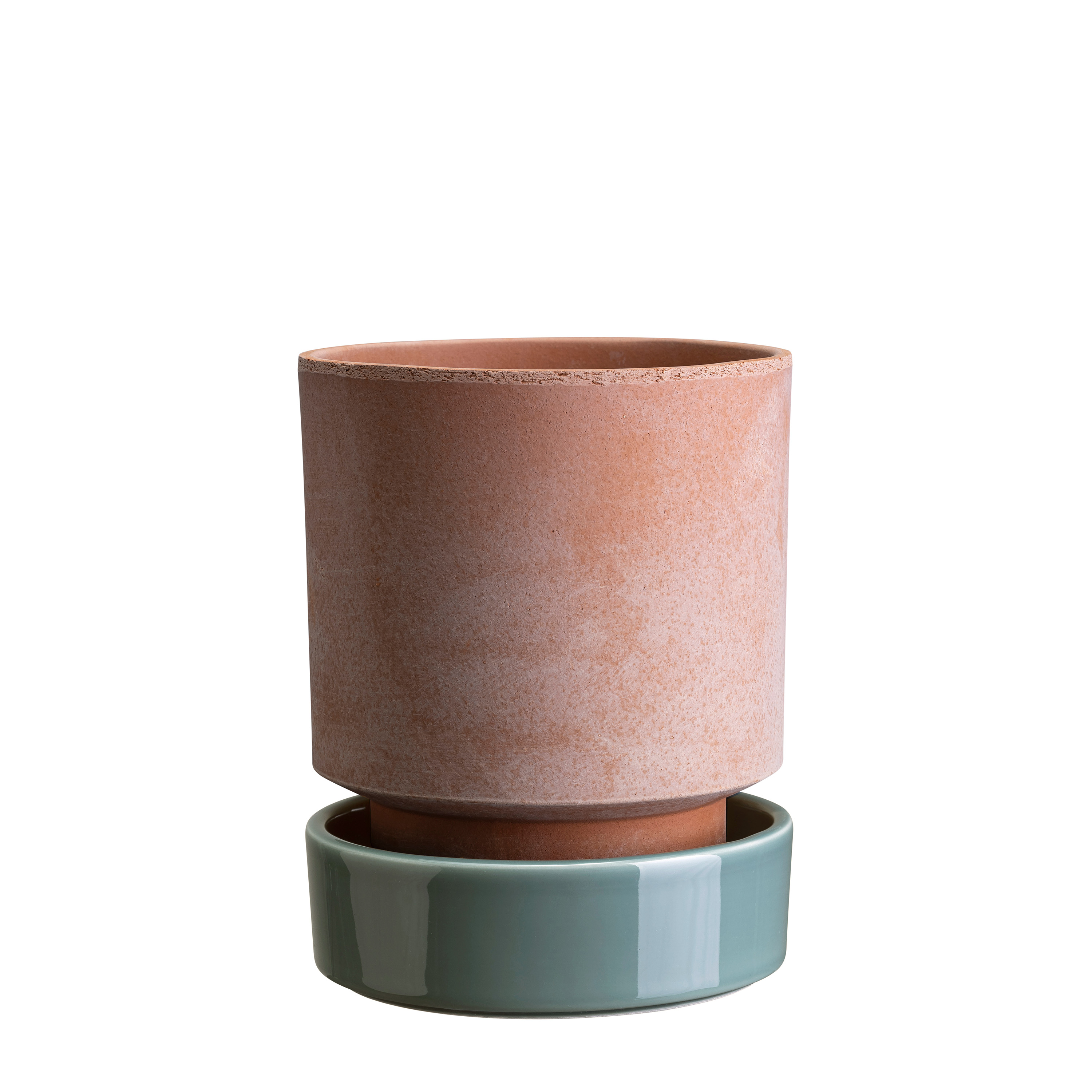 Hoff Kruka med fat Raw Rosa/Glazed Misty Blue Ø18