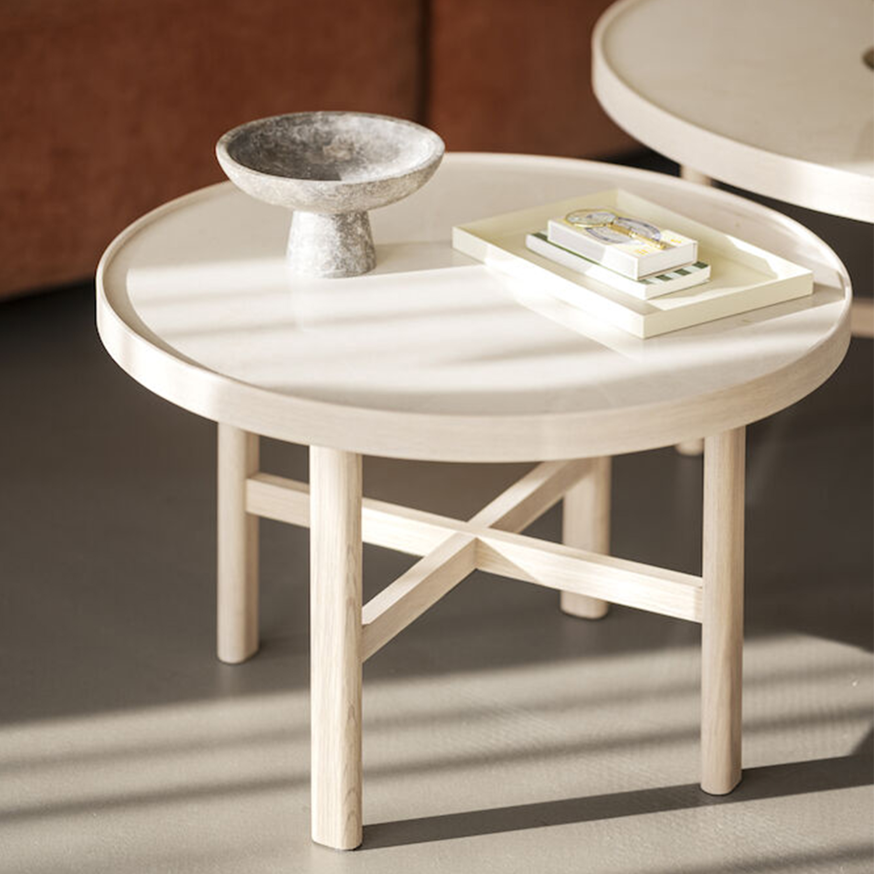 Rowico Home Marsden Couchtisch Beige/Weißpigmentiert Ø60