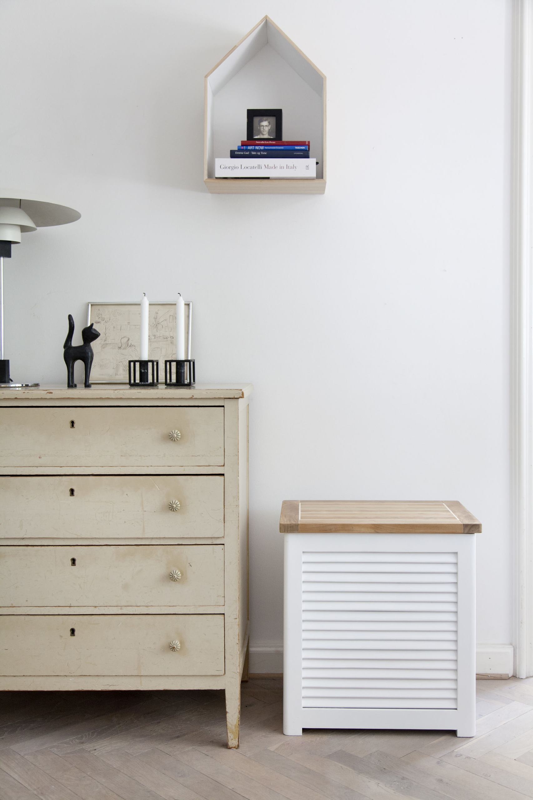 Cinas Classic Wäschekorb Teak/Weiß 45cm