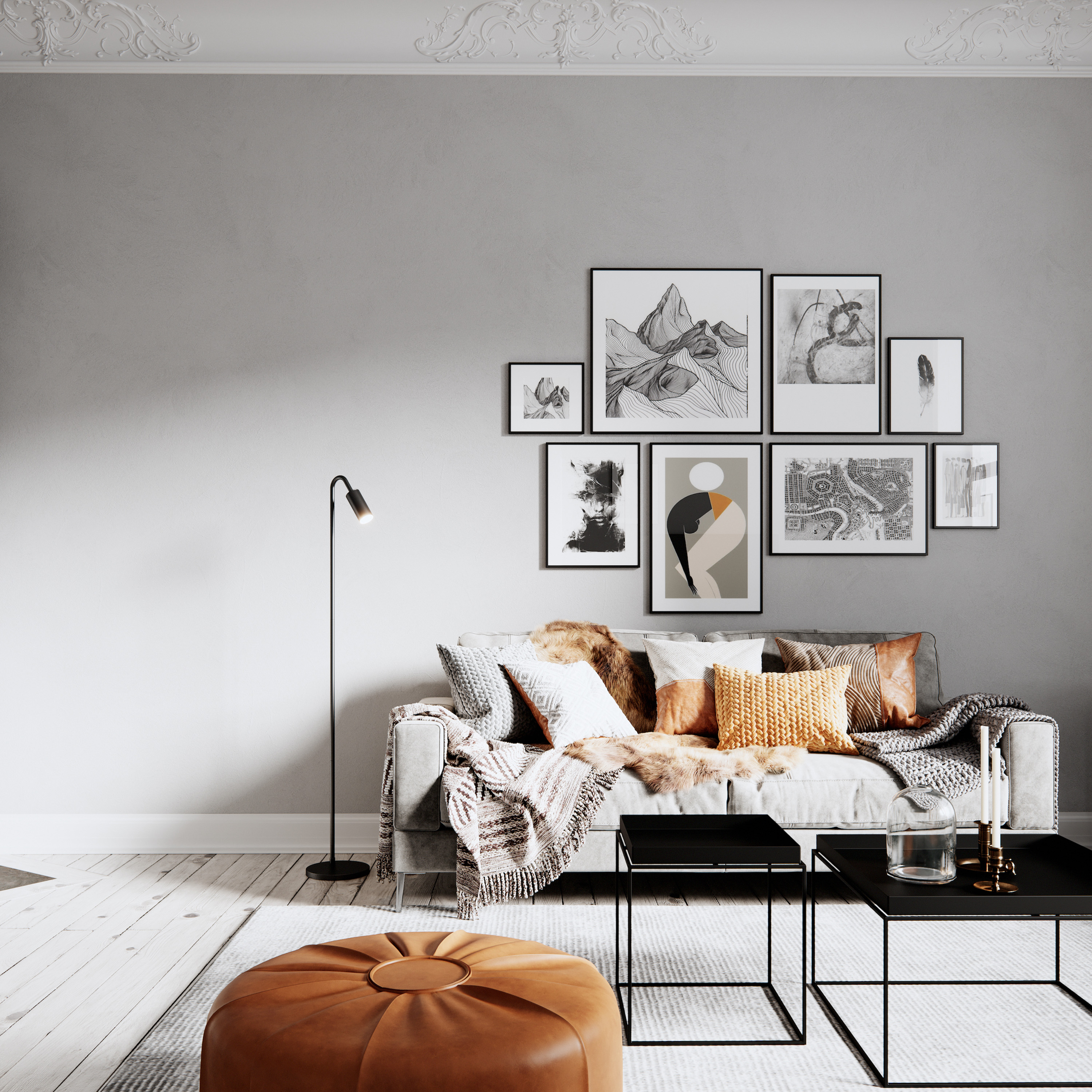 By Rydéns Curve Golvlampa Matt Svart 146cm