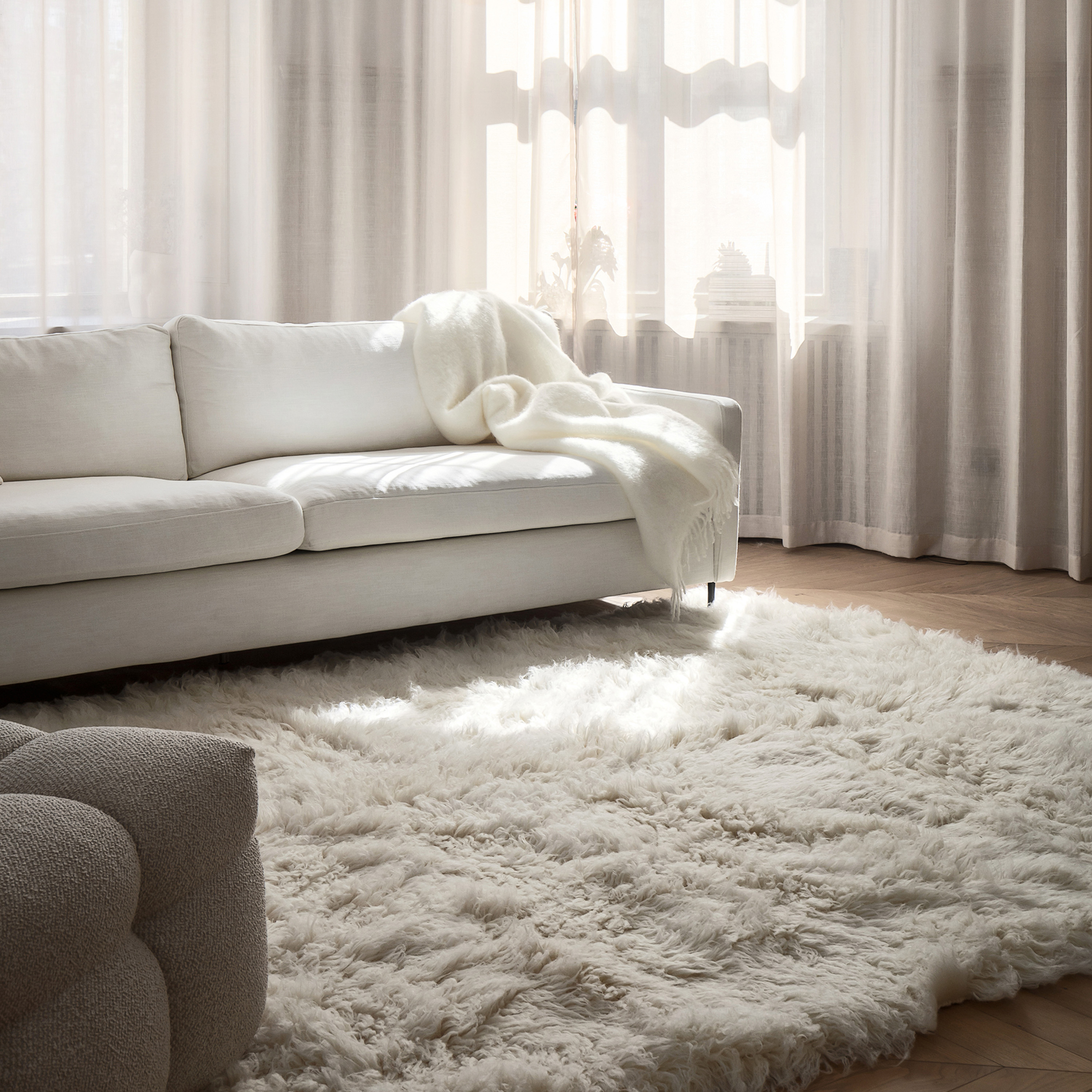 Sleepo Collection Fluffy Flokati Matta White 300x400