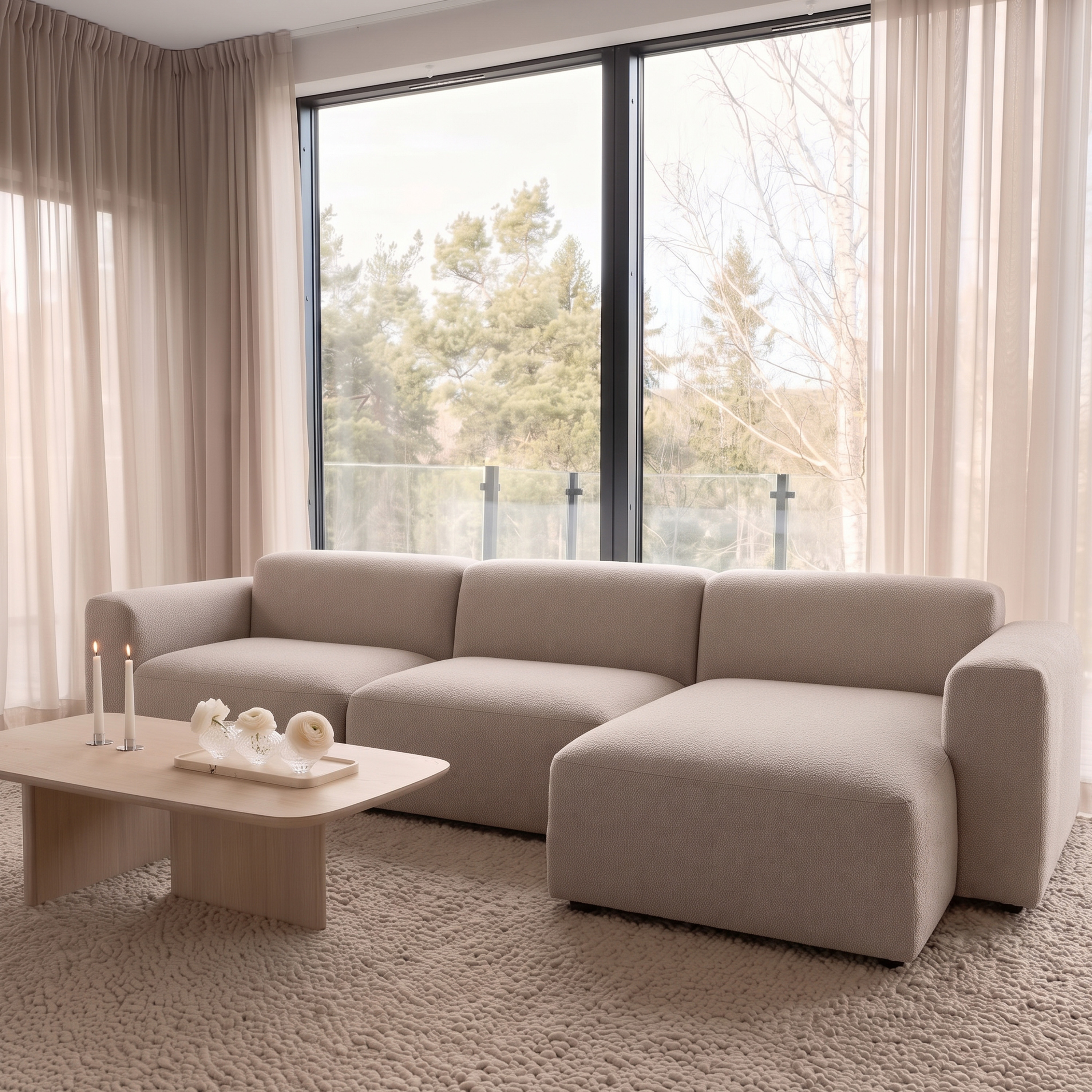 Thalia 4-istuttava Divaanisohva Oikea Light Brown 325cm