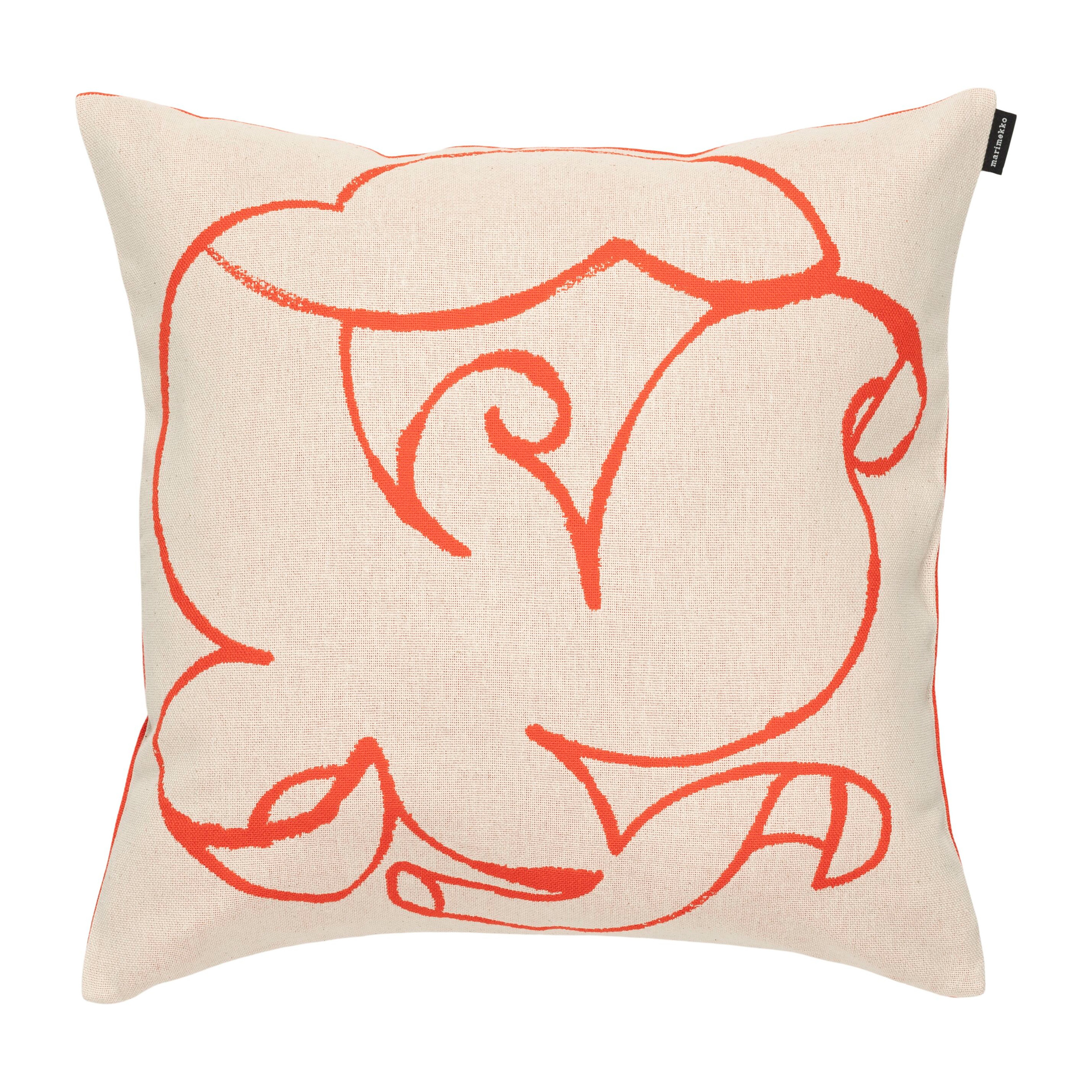 Marimekko - Pistilla Kuvertpute Off White/Tomat Rød 50x50 - Dekorativt putetrekk