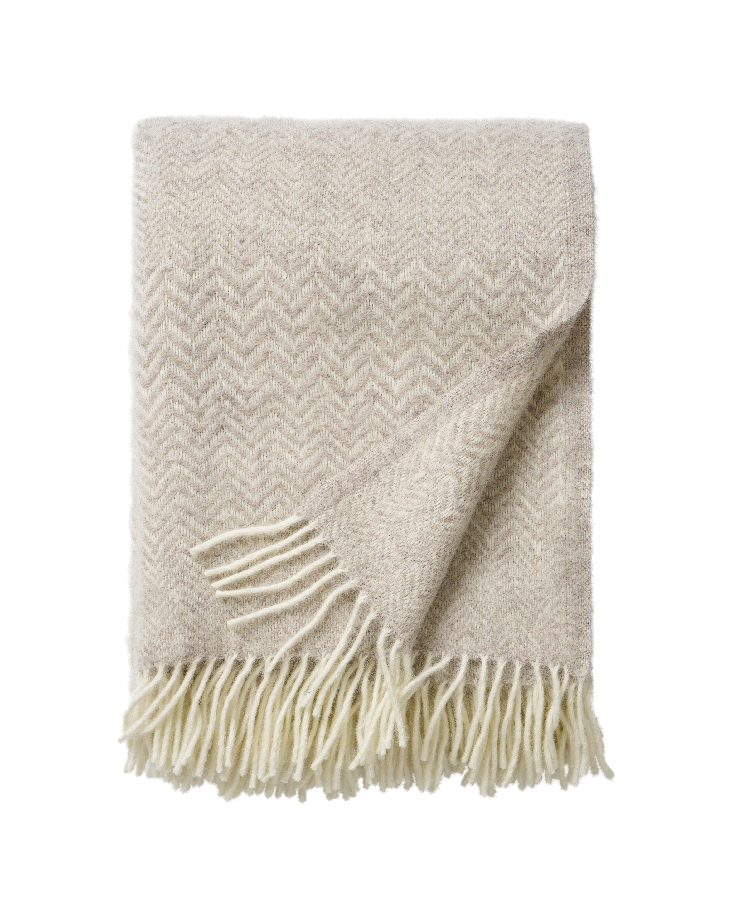 Klippan Yllefabrik - Zigzag Wollplaid Greige 130x200 - Beige - Decken