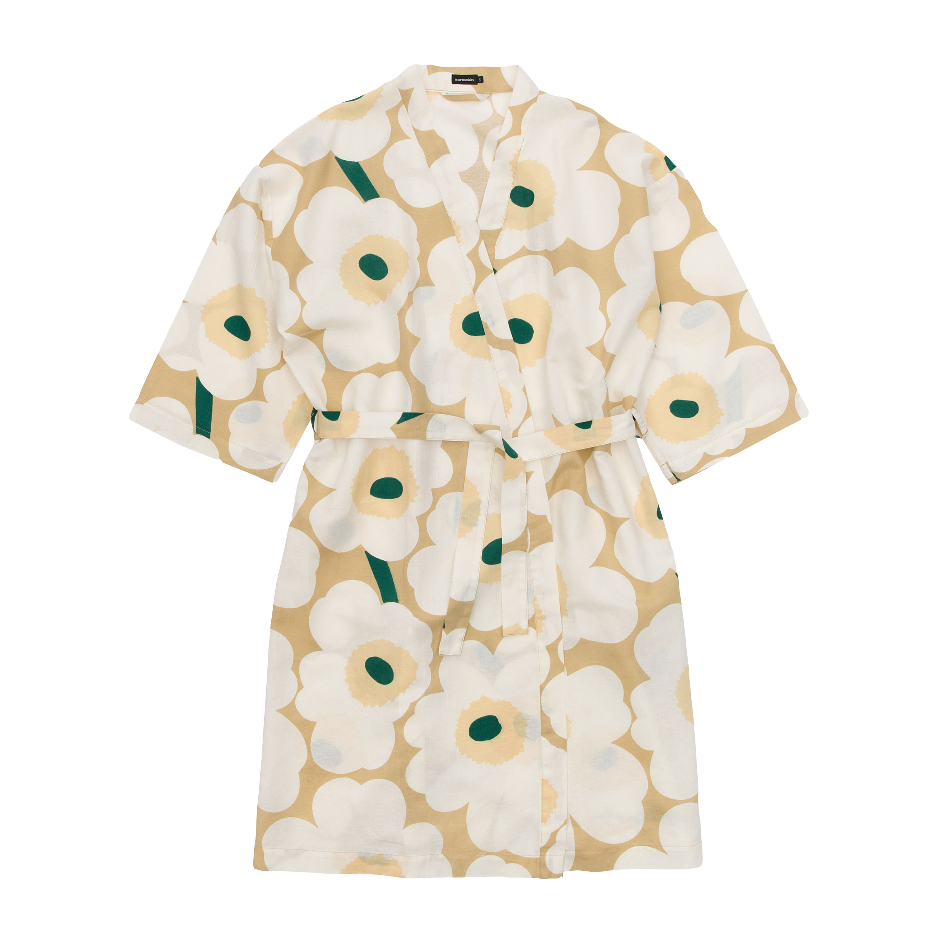 Marimekko - Unikko Kylpytakki Sand/Off White/Hay/Emerald Large/XLarge Multi - 52 % Linne, 48 % Bomull - Aamutakit