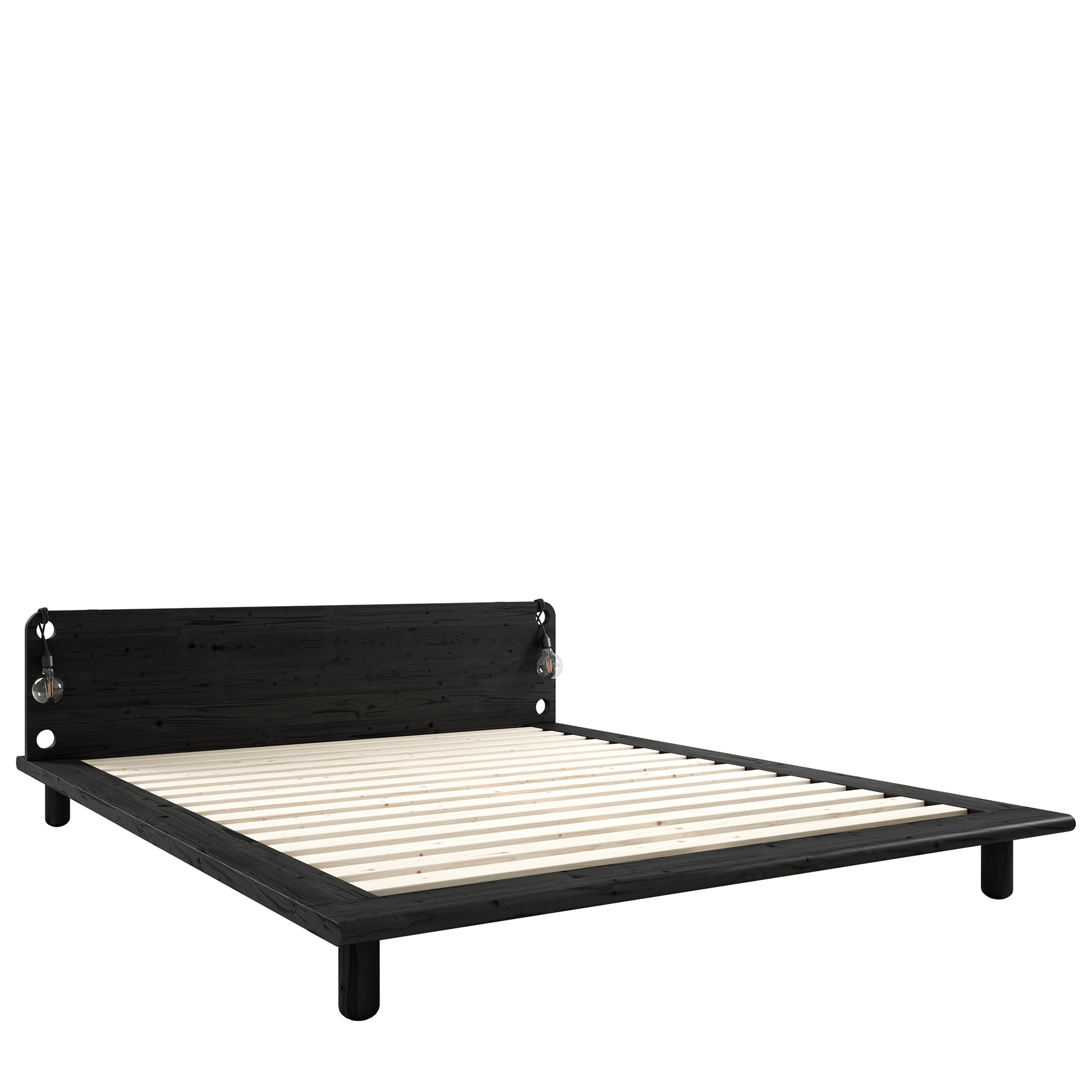 Peek Bed frame including Bedside Lamp Black 140cm