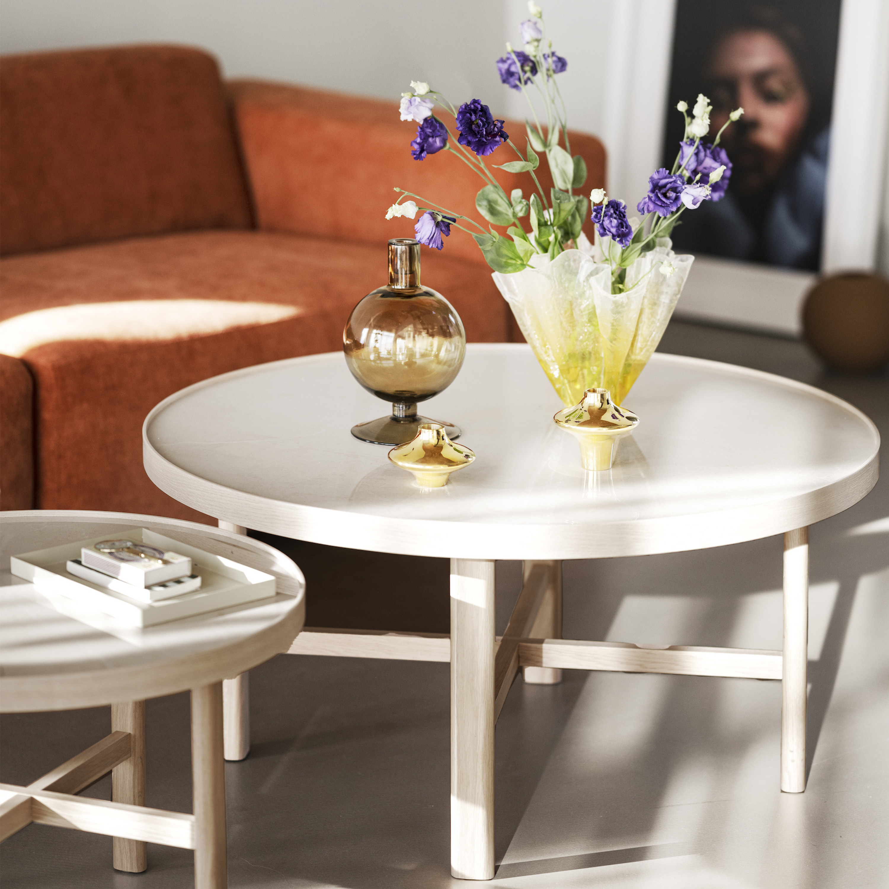 Rowico Home Marsden Soffbord Beige/Vitpigmenterad Ø90