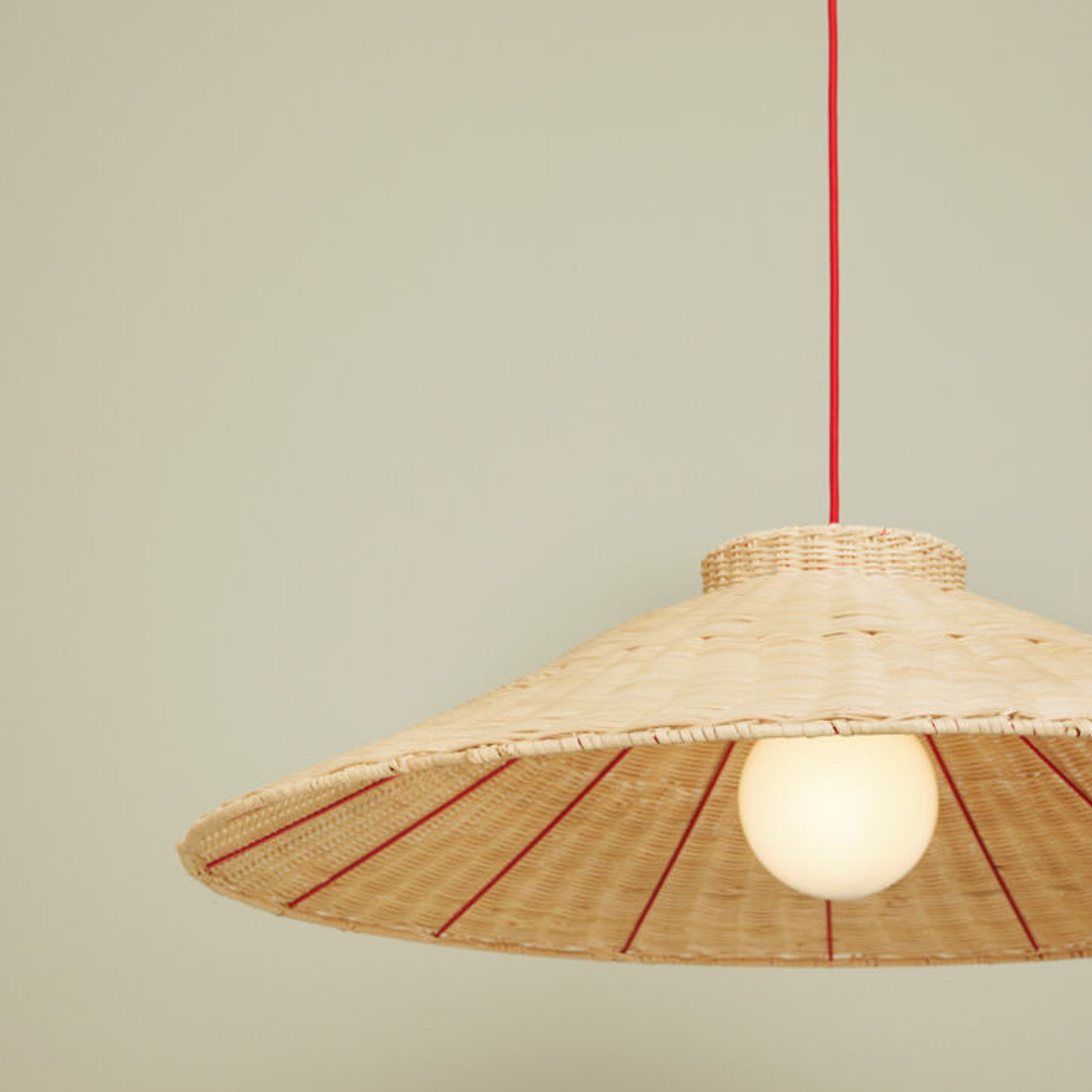 Hübsch Chand Trapeze Taklampa Natur/Röd