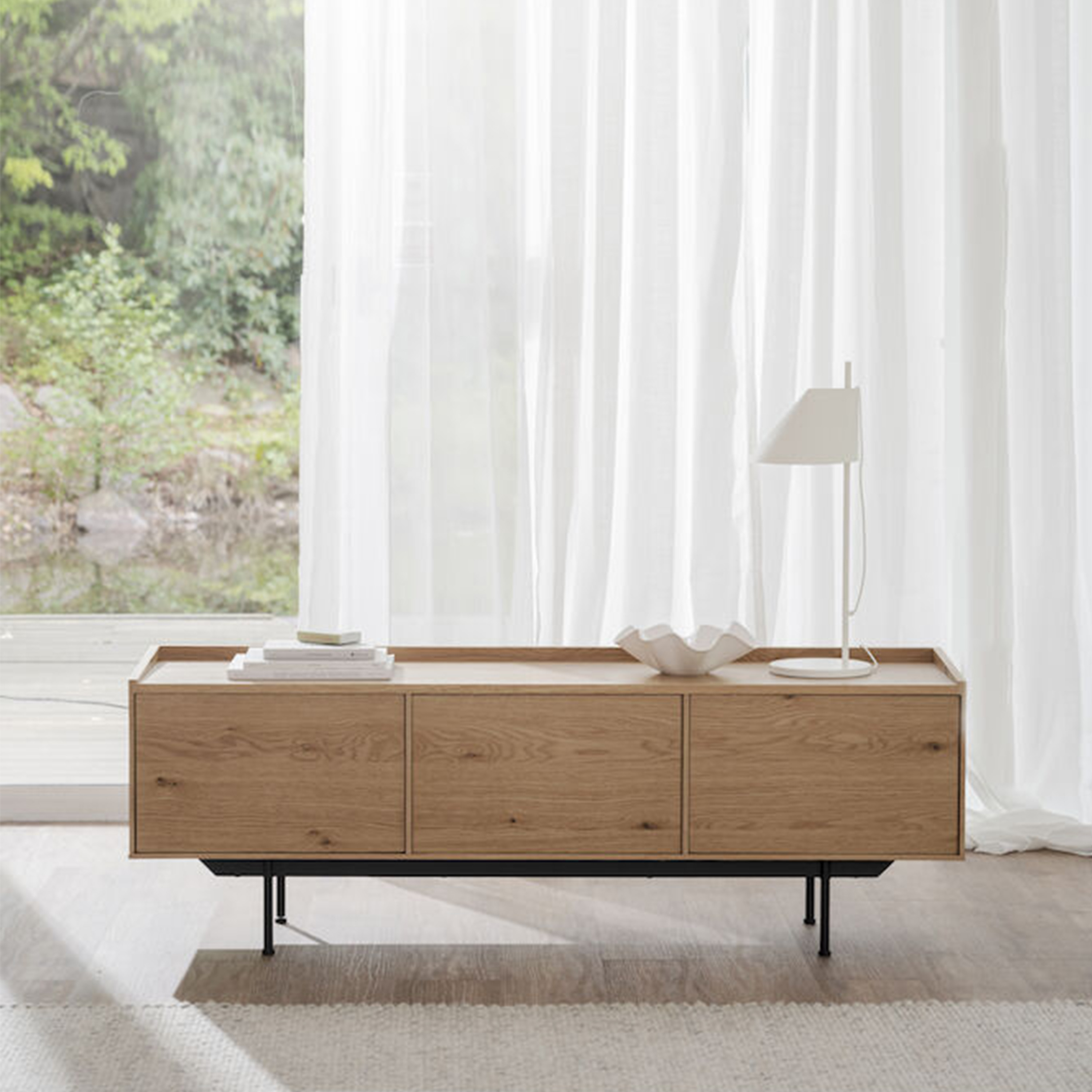 Rowico Home Brewerton TV-Schrank Eiche/Schwarz 160 cm