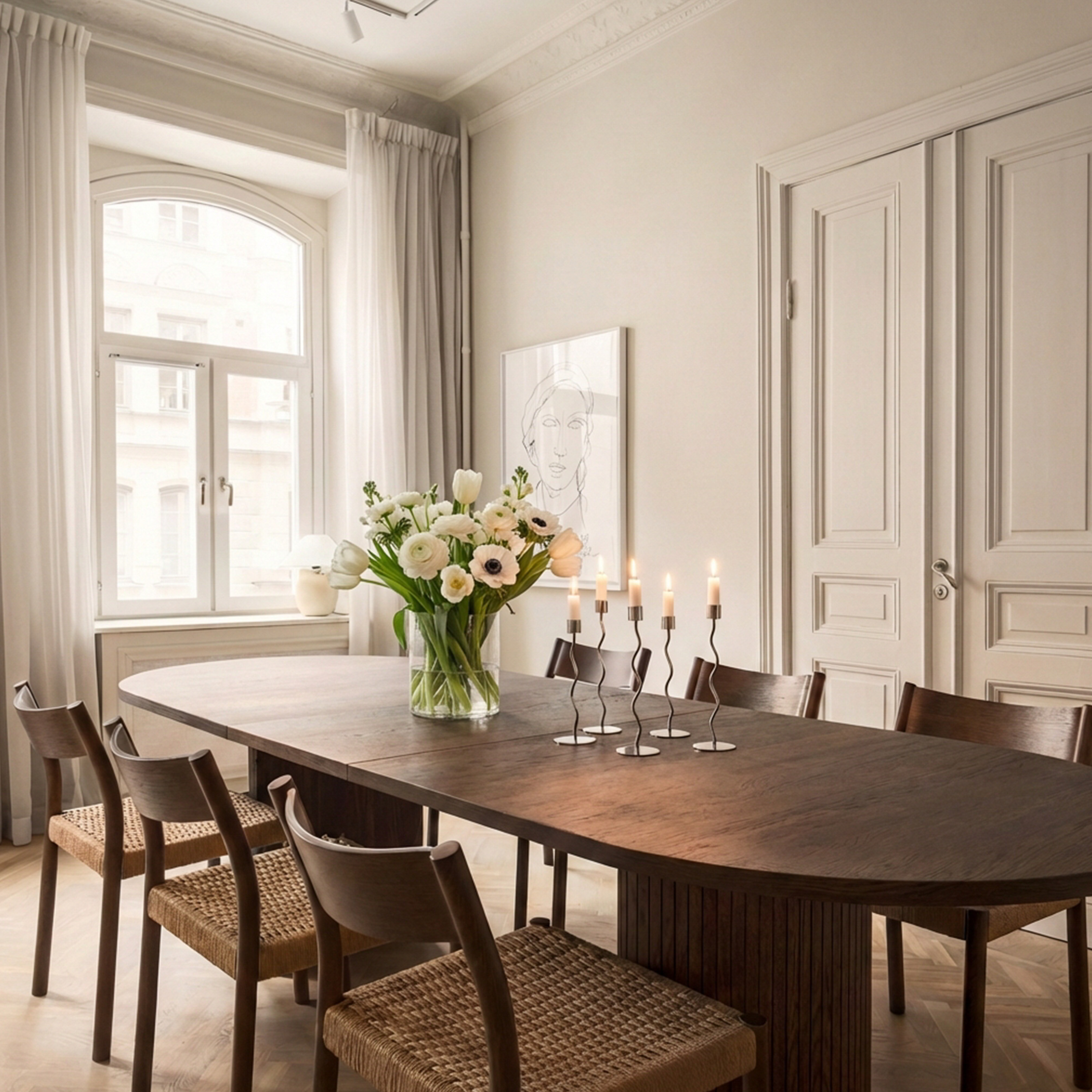 Sleepo Collection Bauer Dining Table Brown Stained Oak 220+50+50