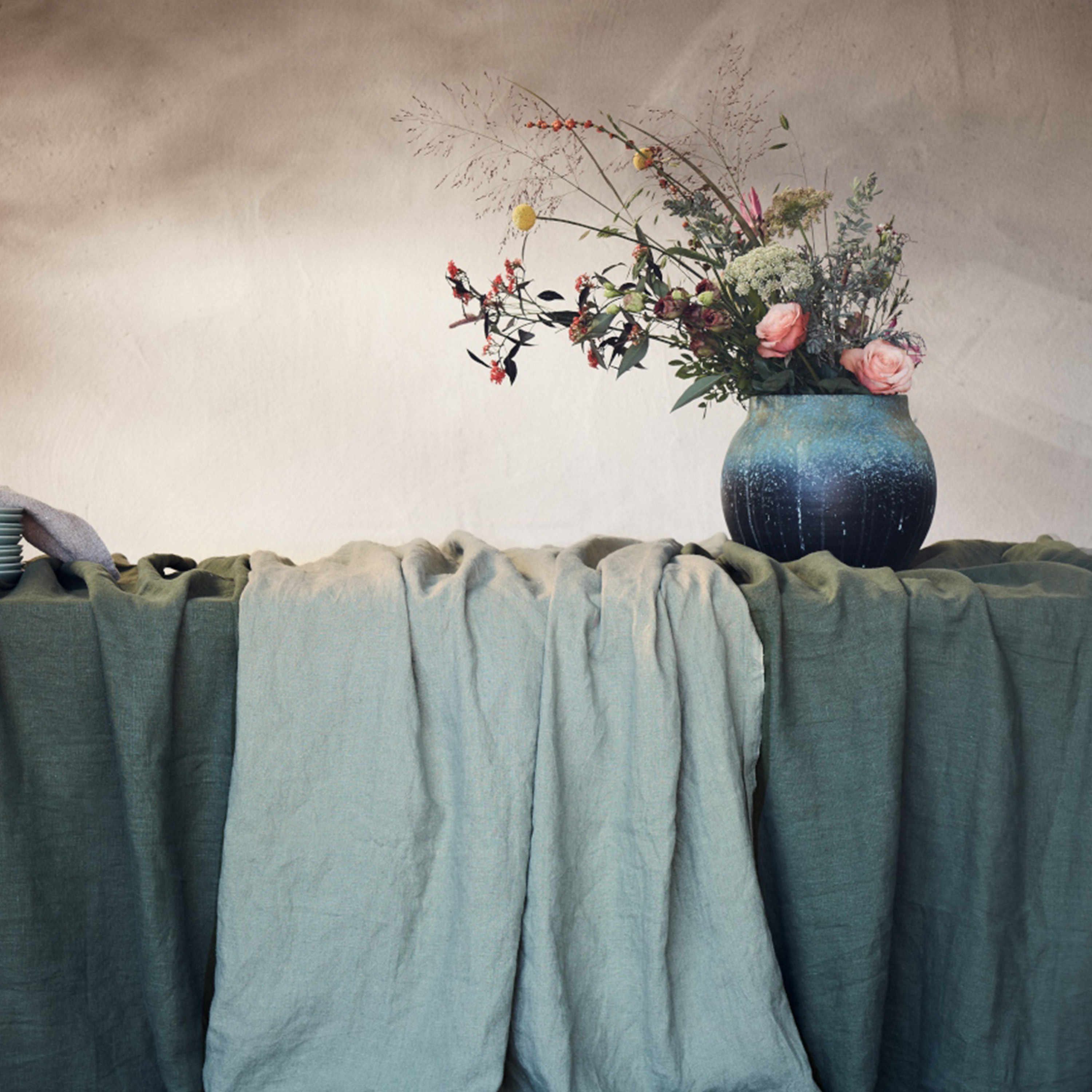 Lovely Linen Lovely Linneduk Avocado 145x250