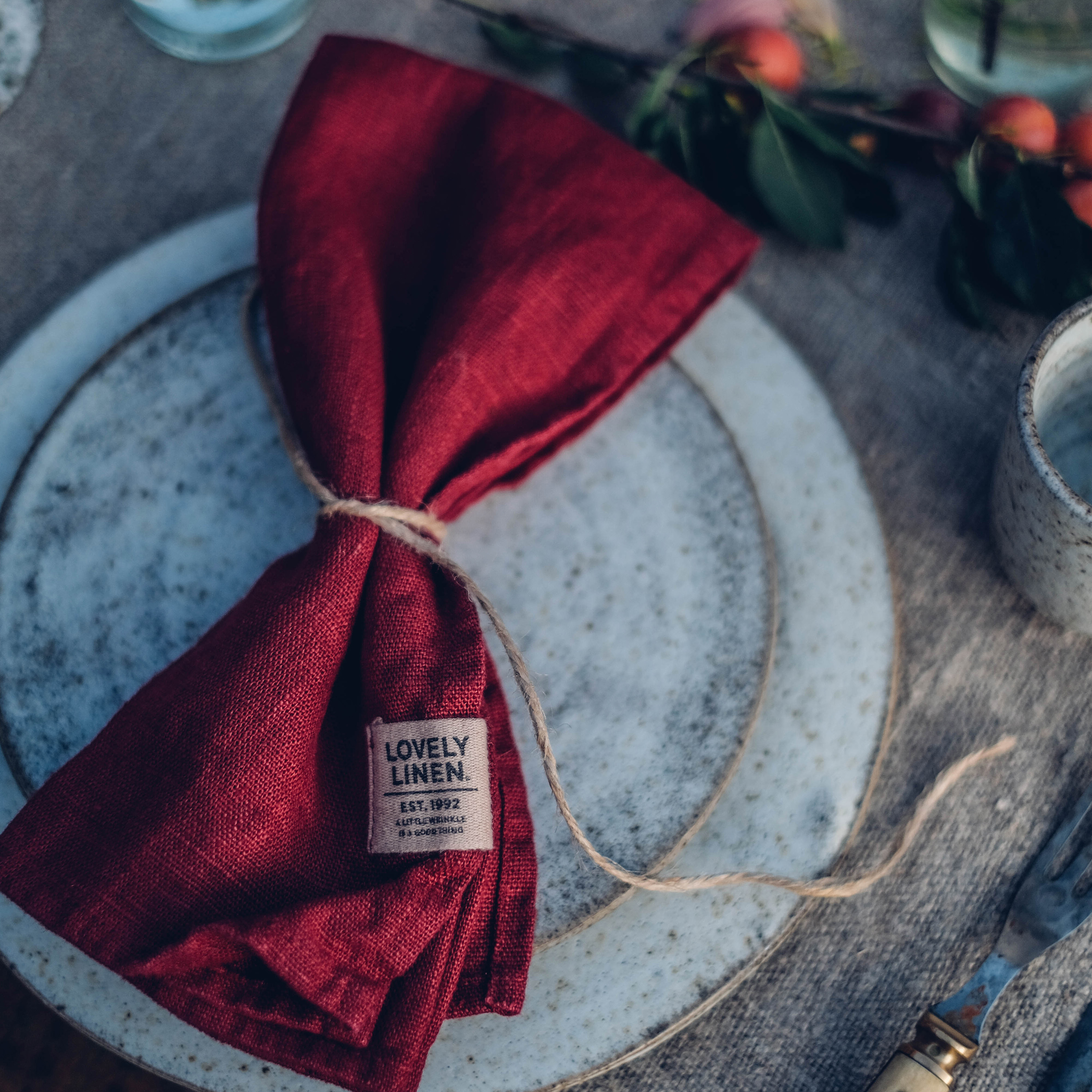 Lovely Linen Lovely Servett Linne Real Red 4-Pack