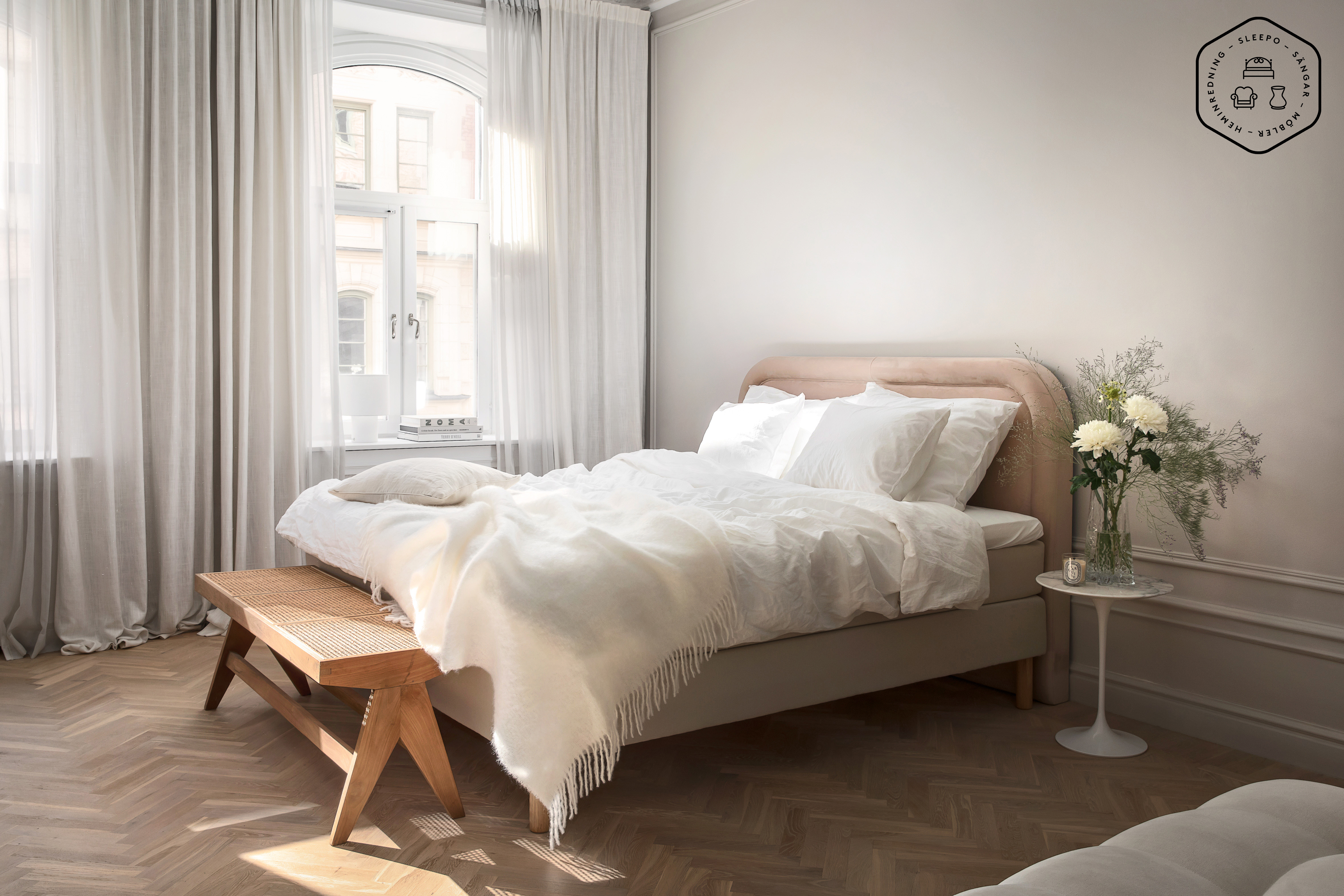 Sleepo Collection Celine Sänggavel Sammet Beige 180cm