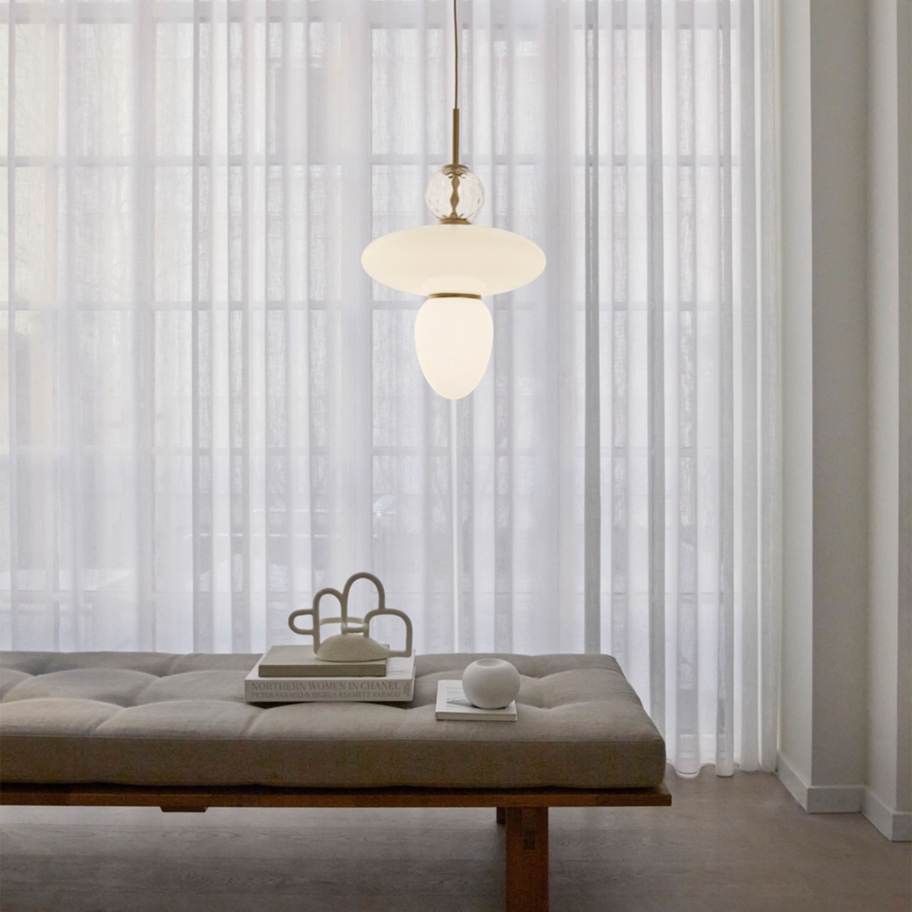 Nuura Rizzatto 43 Taklampa Satin Brass/Opal