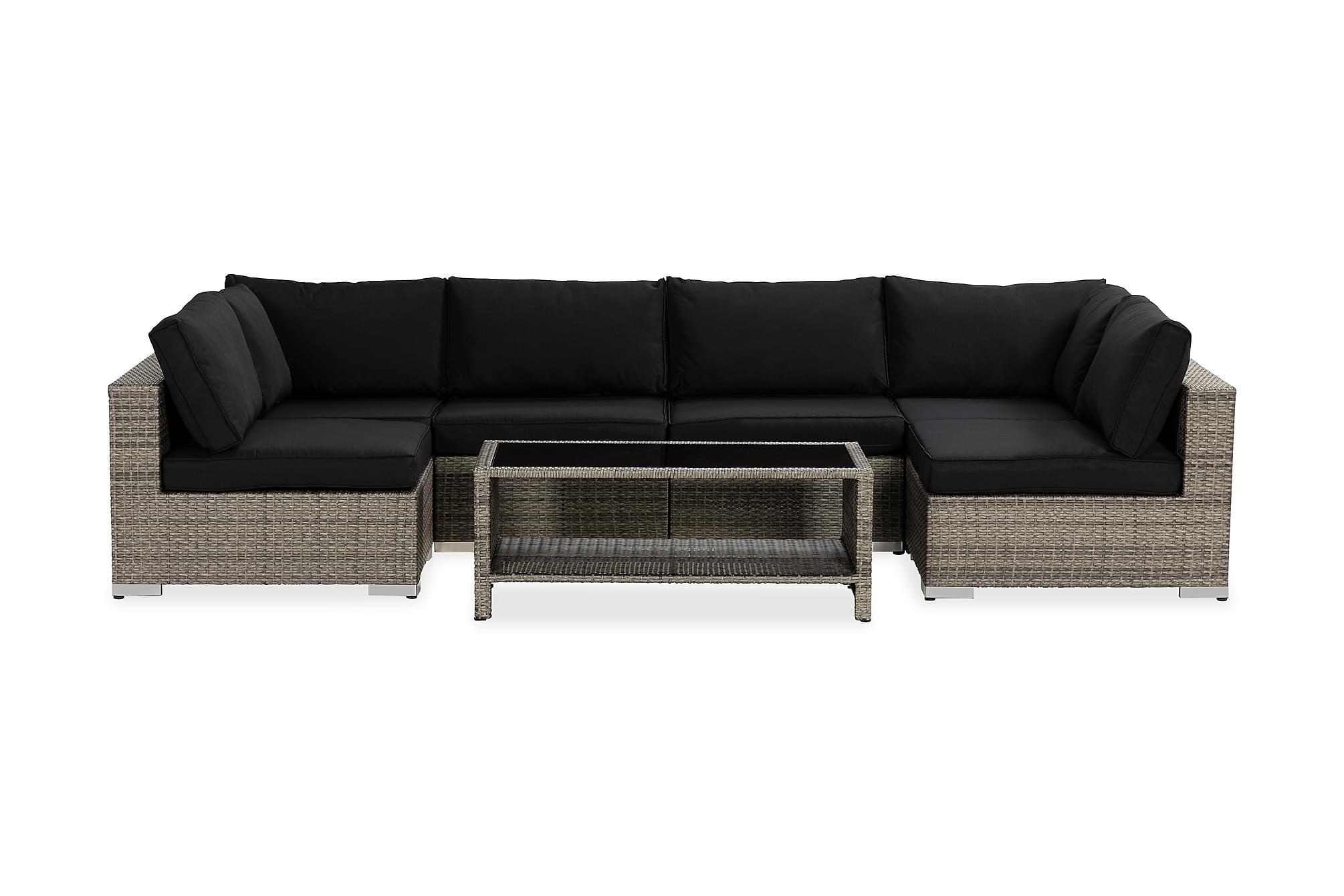 Nordic Outdoor - Bora 6-sits Loungesoffa inkl Bord m Hylla Grå