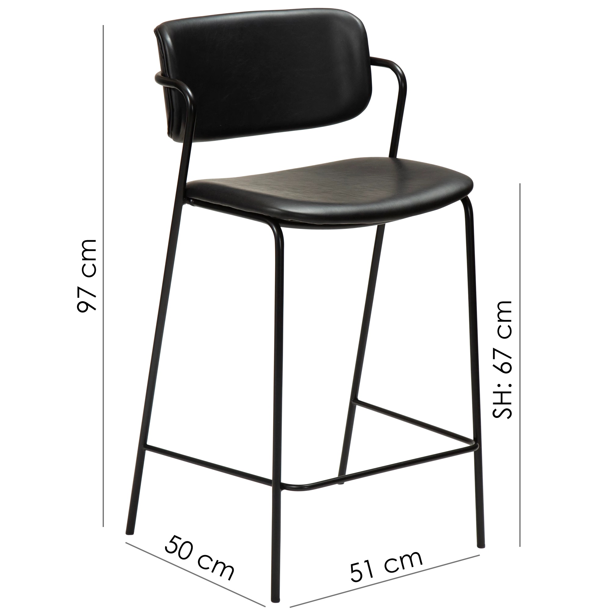 Dan Form Zed Barstol Konstläder Ljusbrun/Svart 67cm