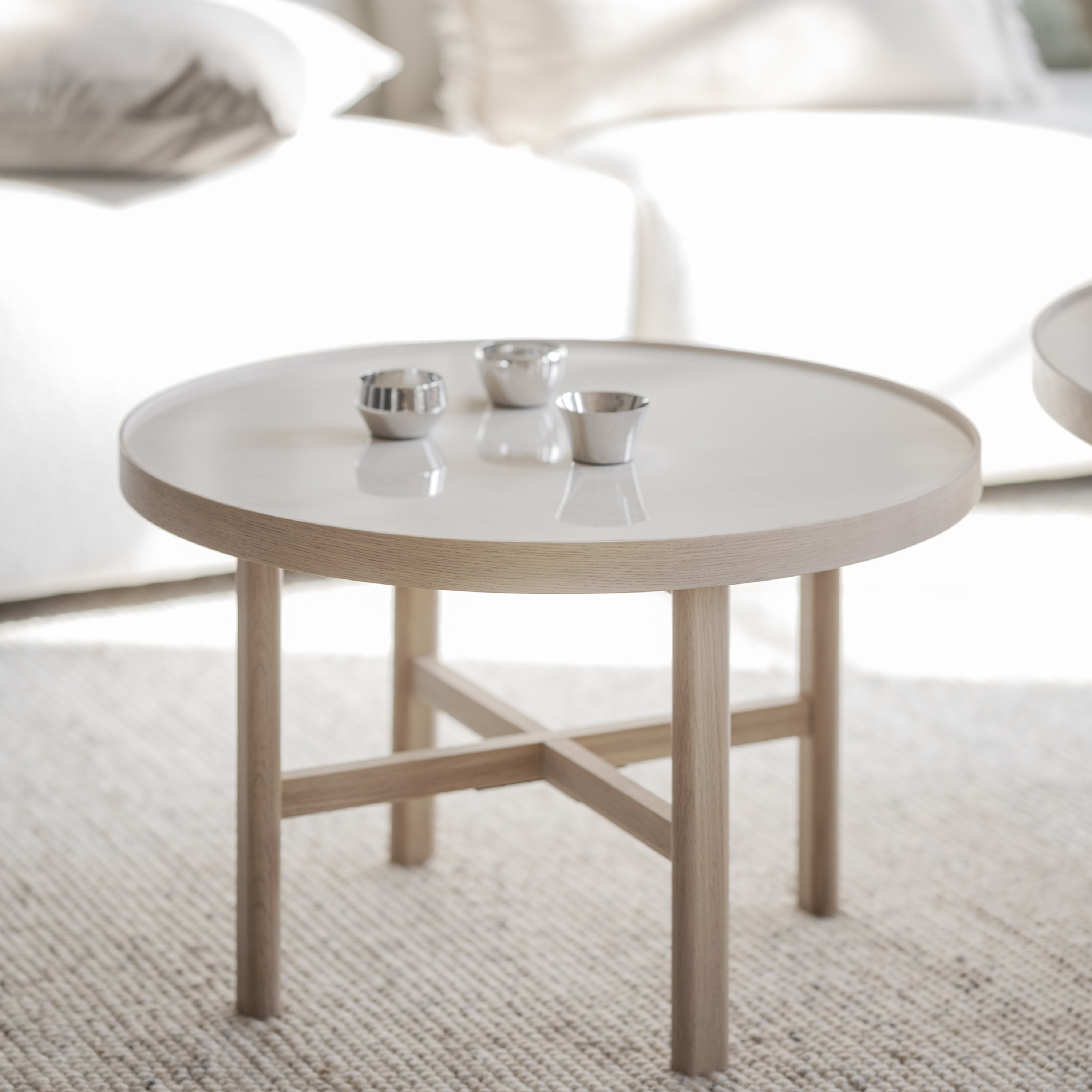 Rowico Home Marsden Couchtisch Beige/Weißpigmentiert Ø60