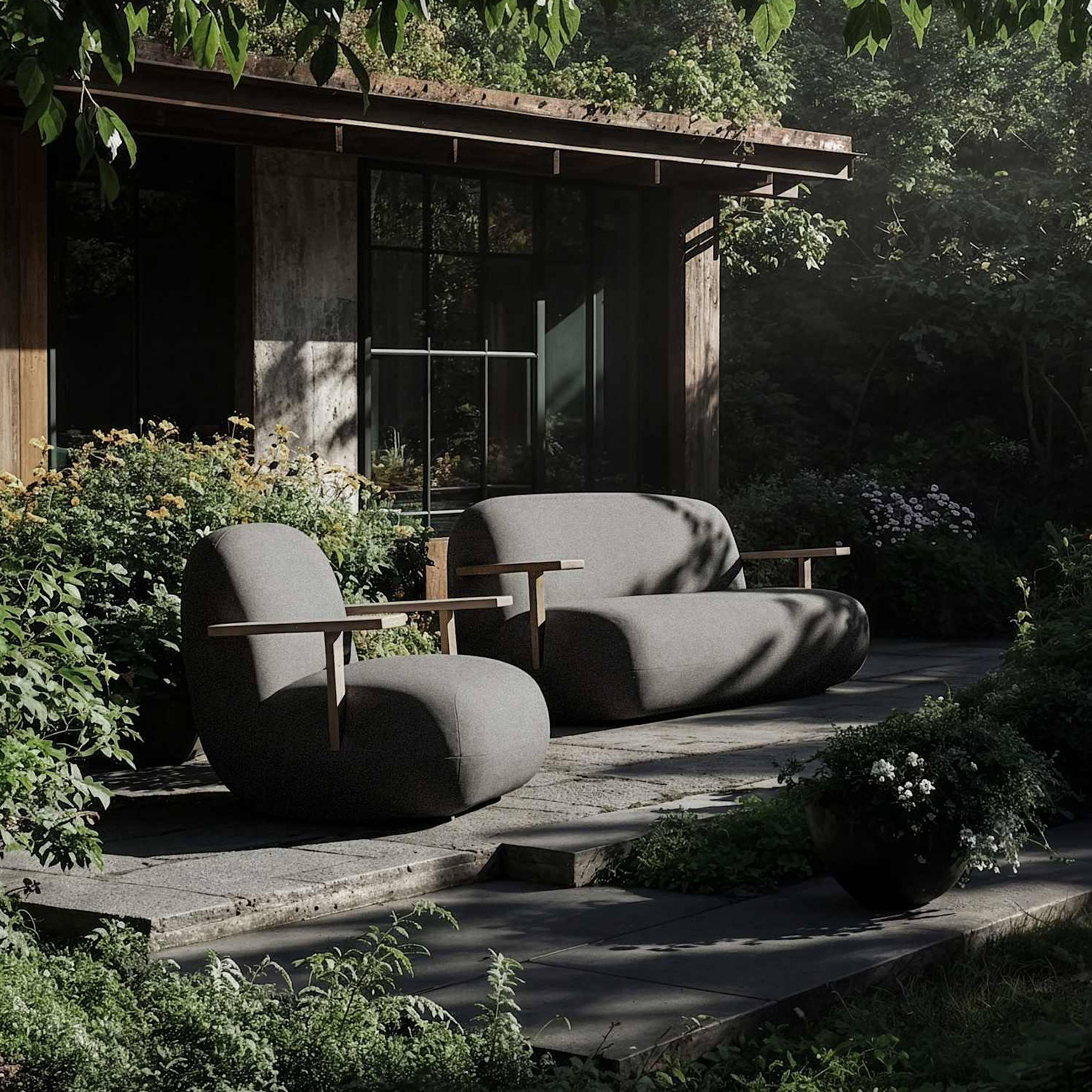 101 Copenhagen Toe Soffa Teak/Stone Gray