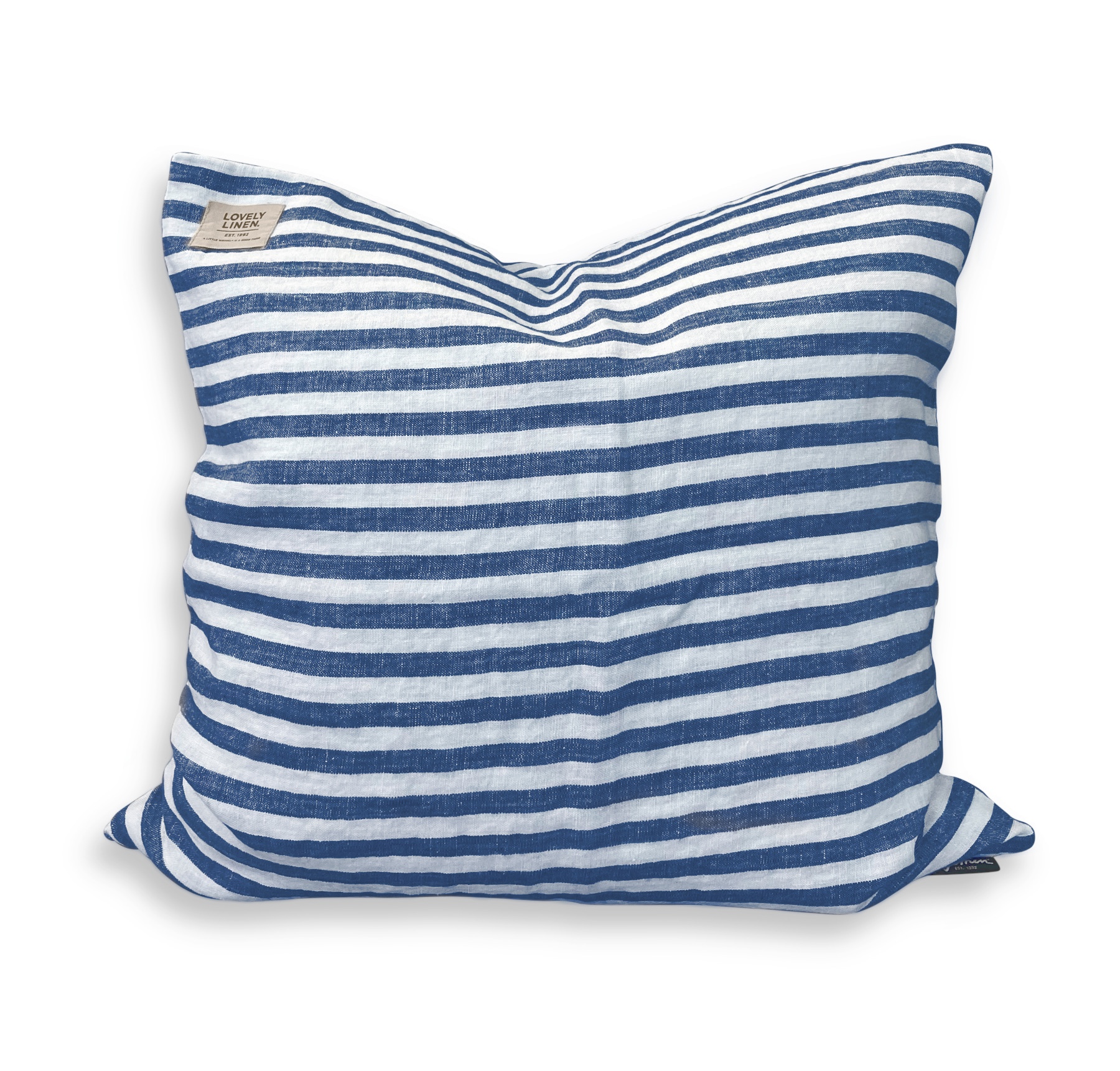 Lovely Linen - Misty Kissenbezug Leinen Edge Denim Blue 50x50 - Blau - Dekokissenbezug