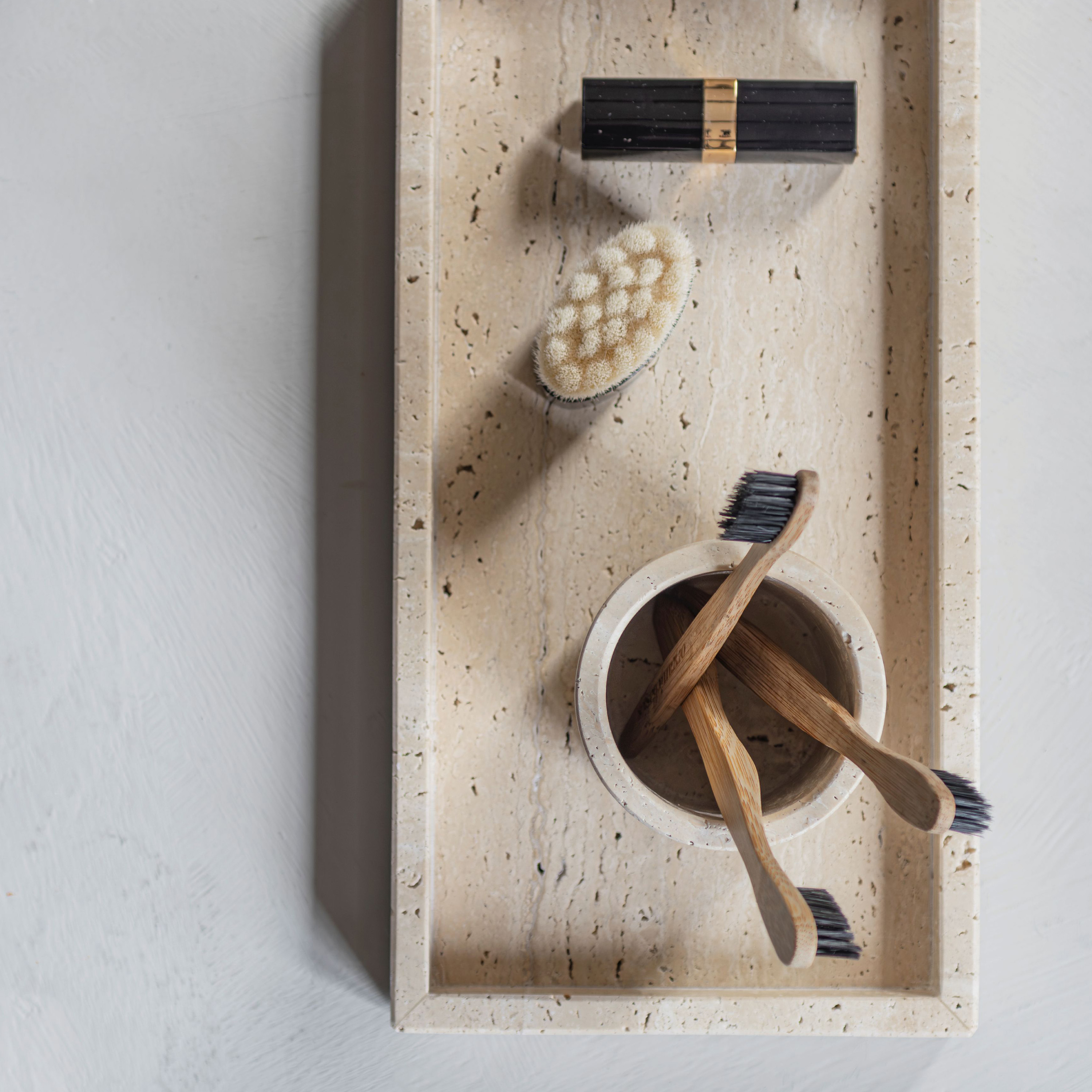 Mette Ditmer Travertine Tablett Dekoration Leinen 31cm