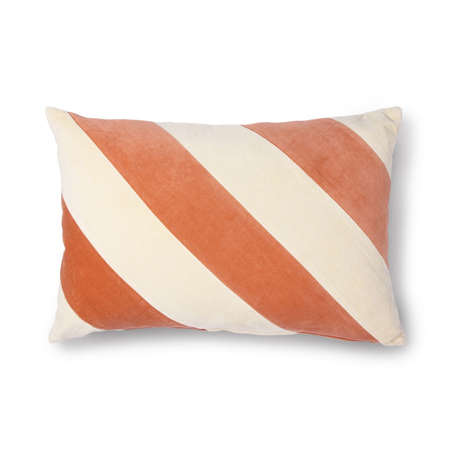 Striped Prydnadskudde Sammet Peach/Cream 40x60
