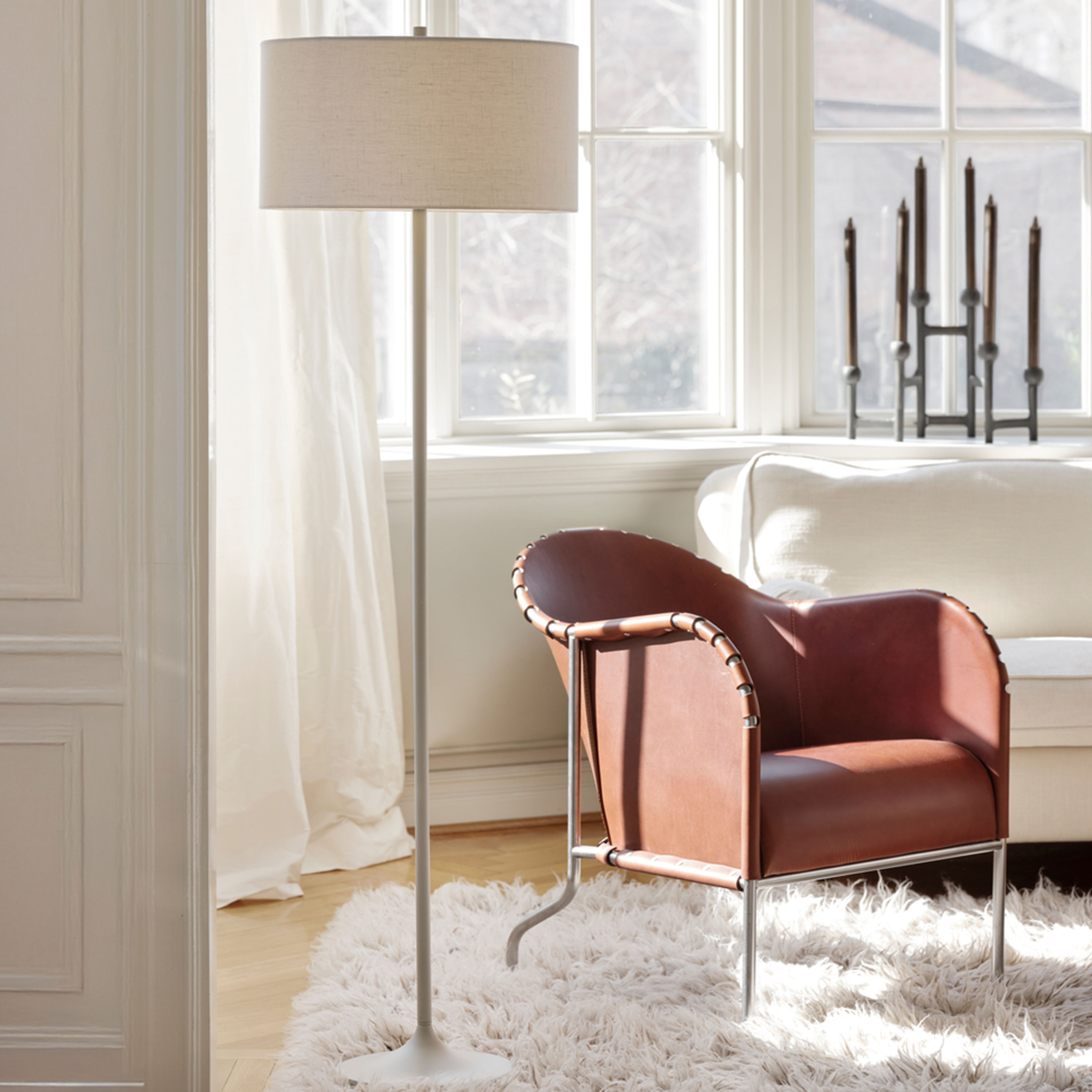 Soft Gulvlampe Lin Hvit/Sand Ø44