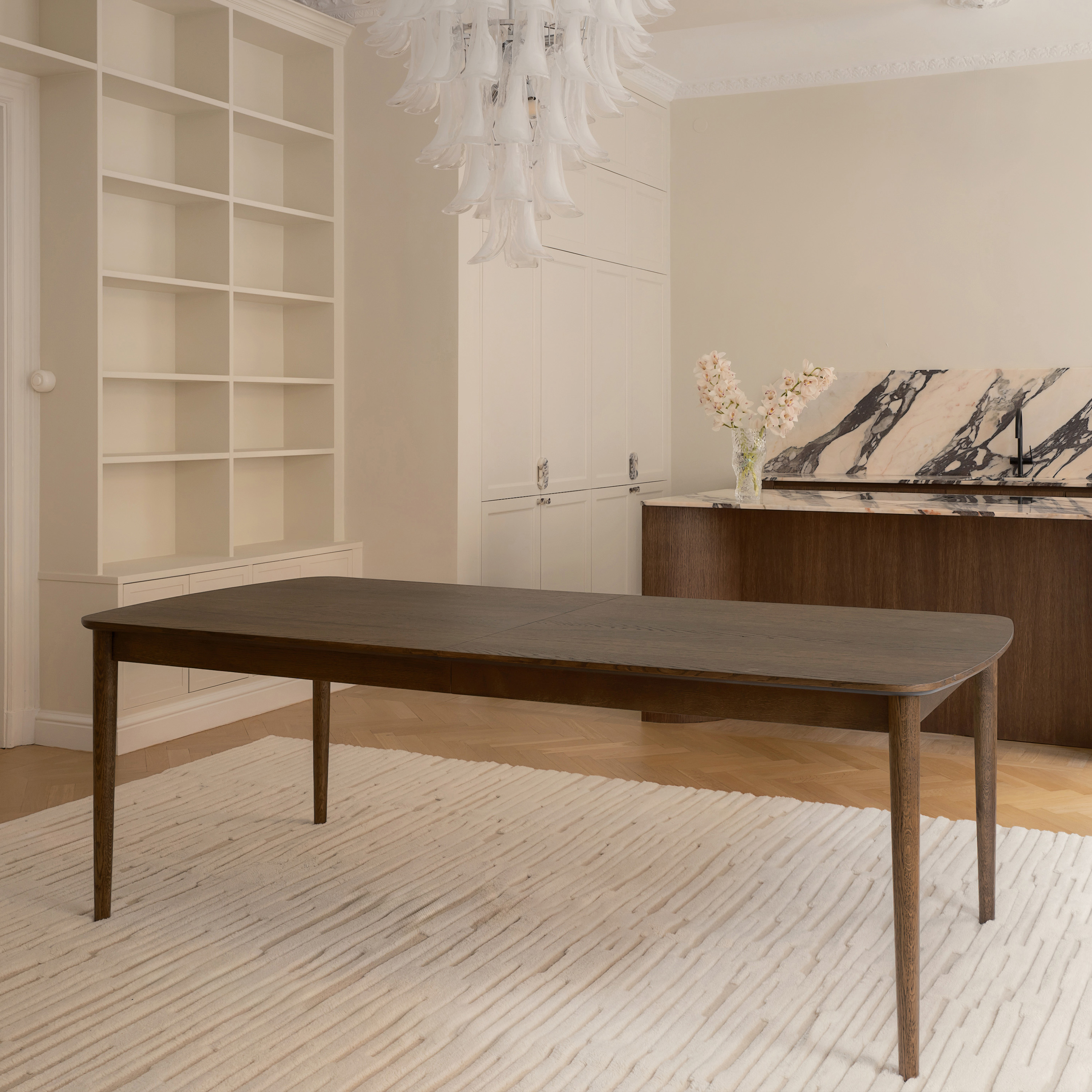 Sleepo Collection Leah Dining Table Brown Stained Oak 220+50+50