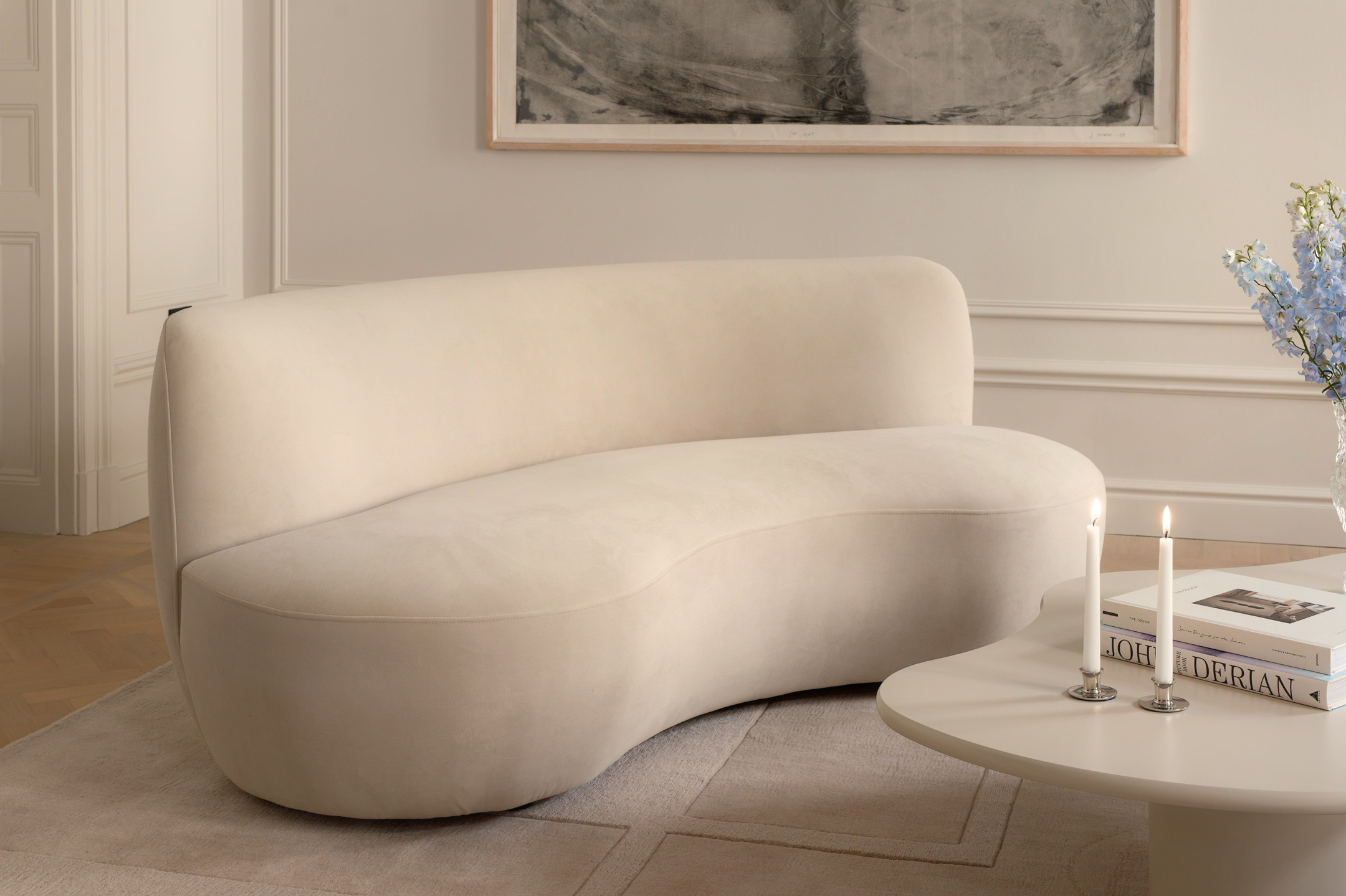 Moon 3-sits Soffa Velvet Greige 190cm