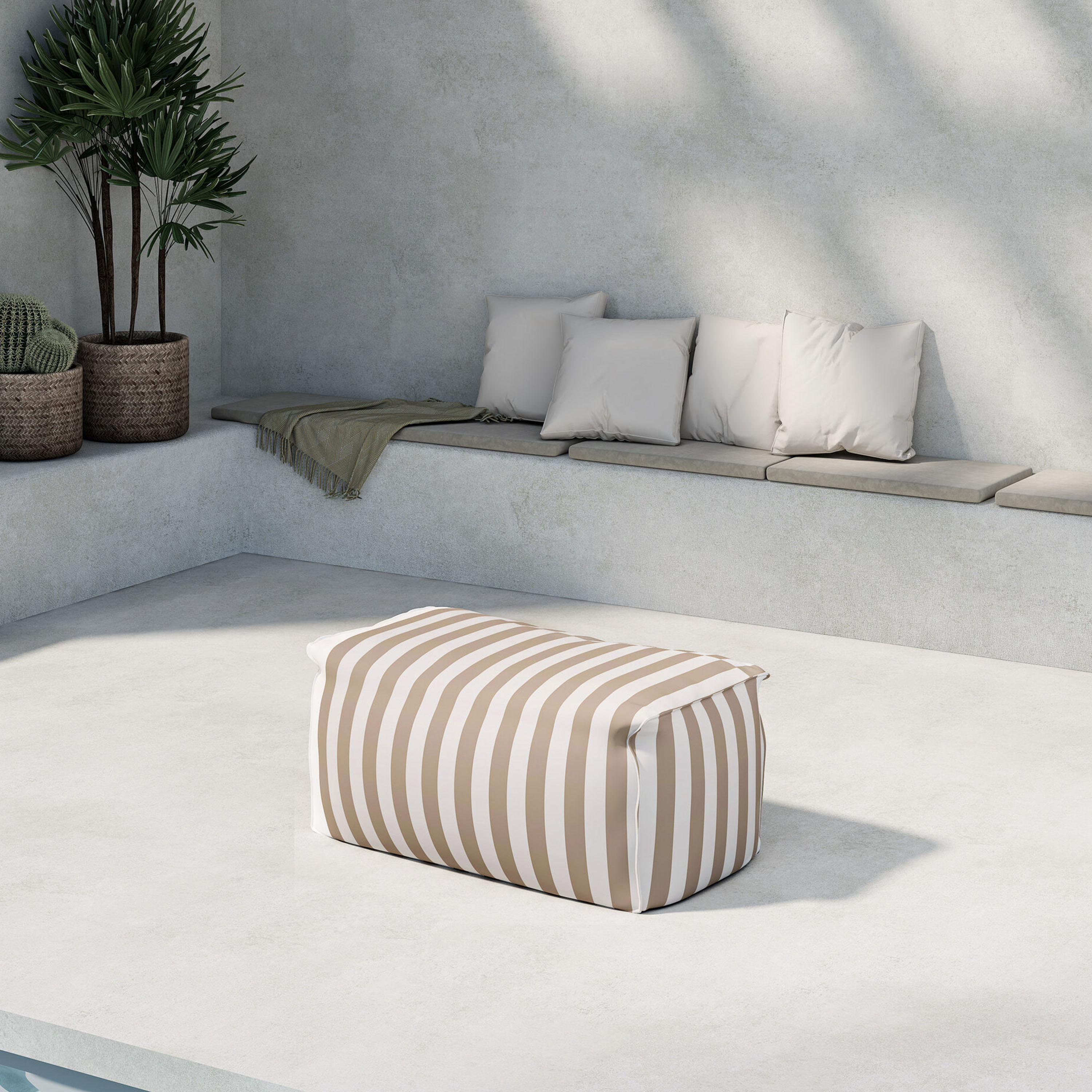 Venture Home Redang Fotpall White/Beige Striped