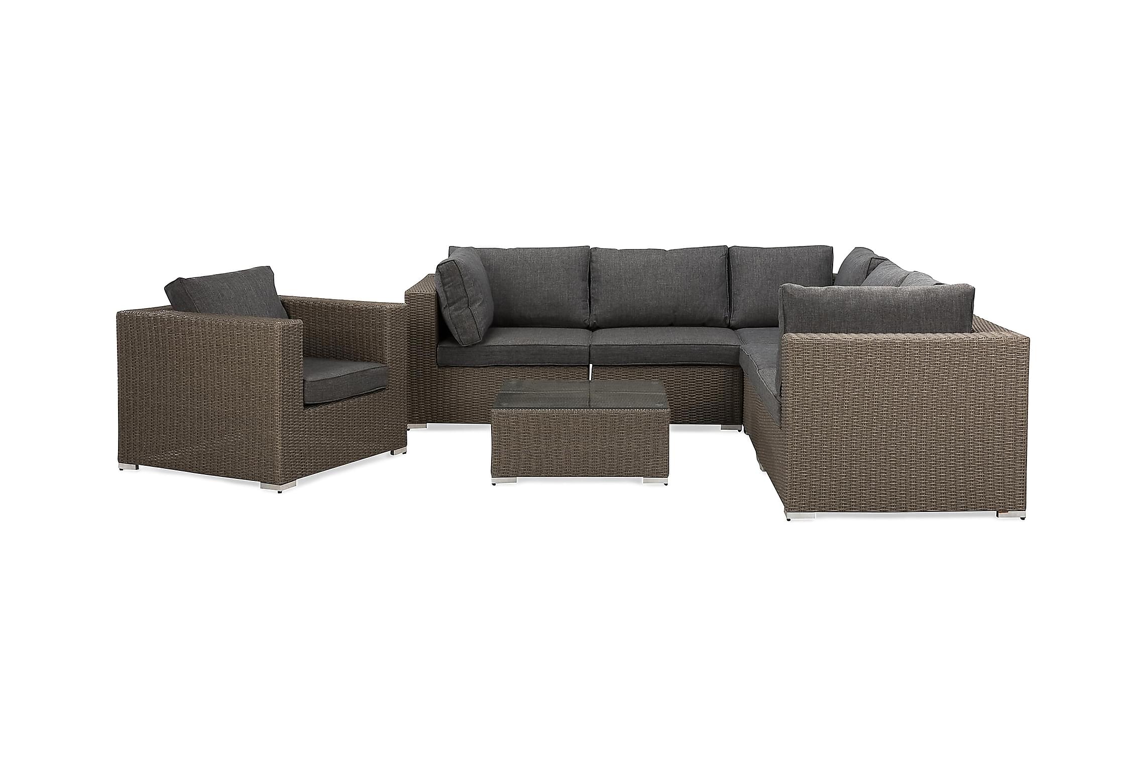 Nordic Outdoor - Lillian 5-seter Loungegruppe Brun/Mørkegrå - Loungegrupper