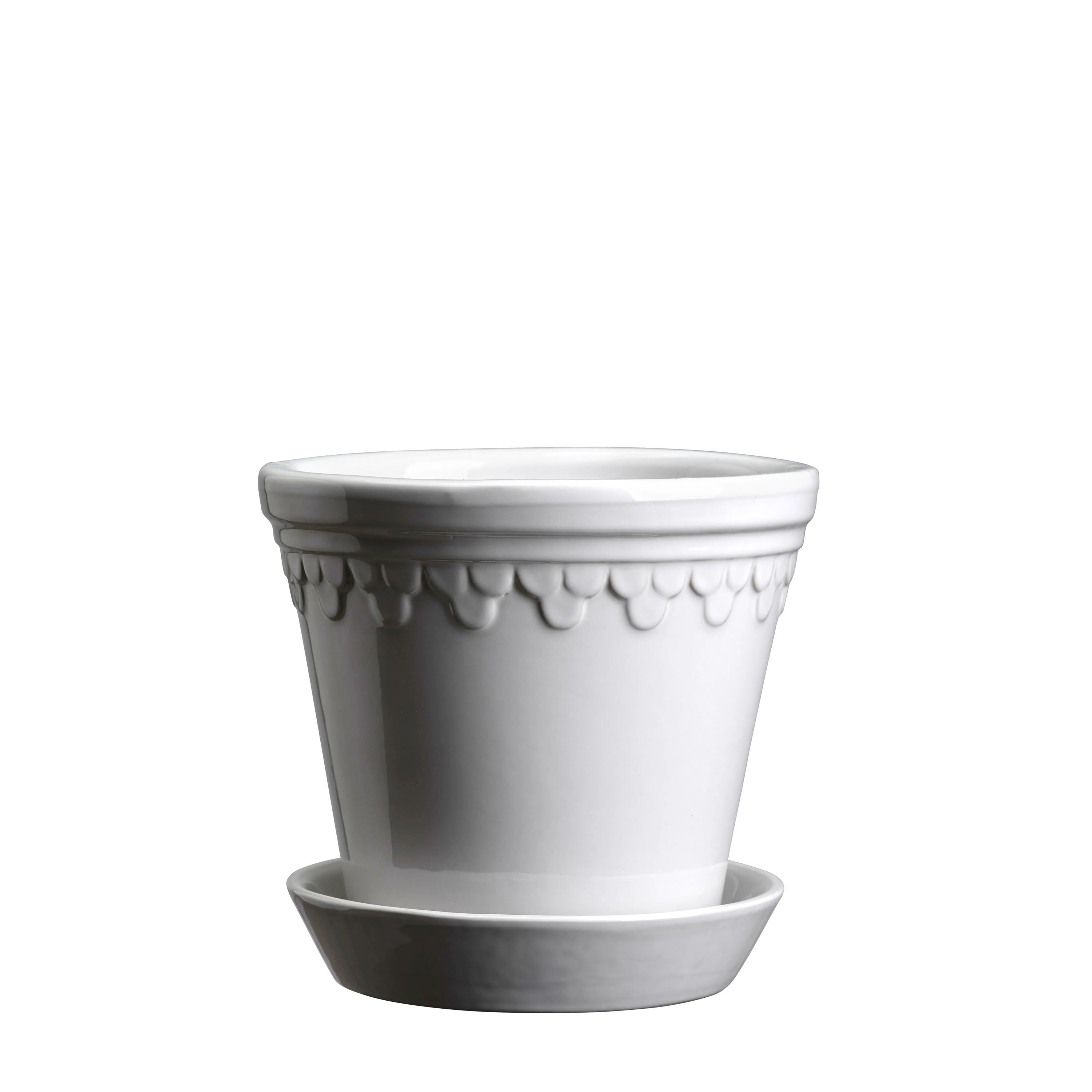 Københavner Kruka med fat Glazed Mineral White Ø12