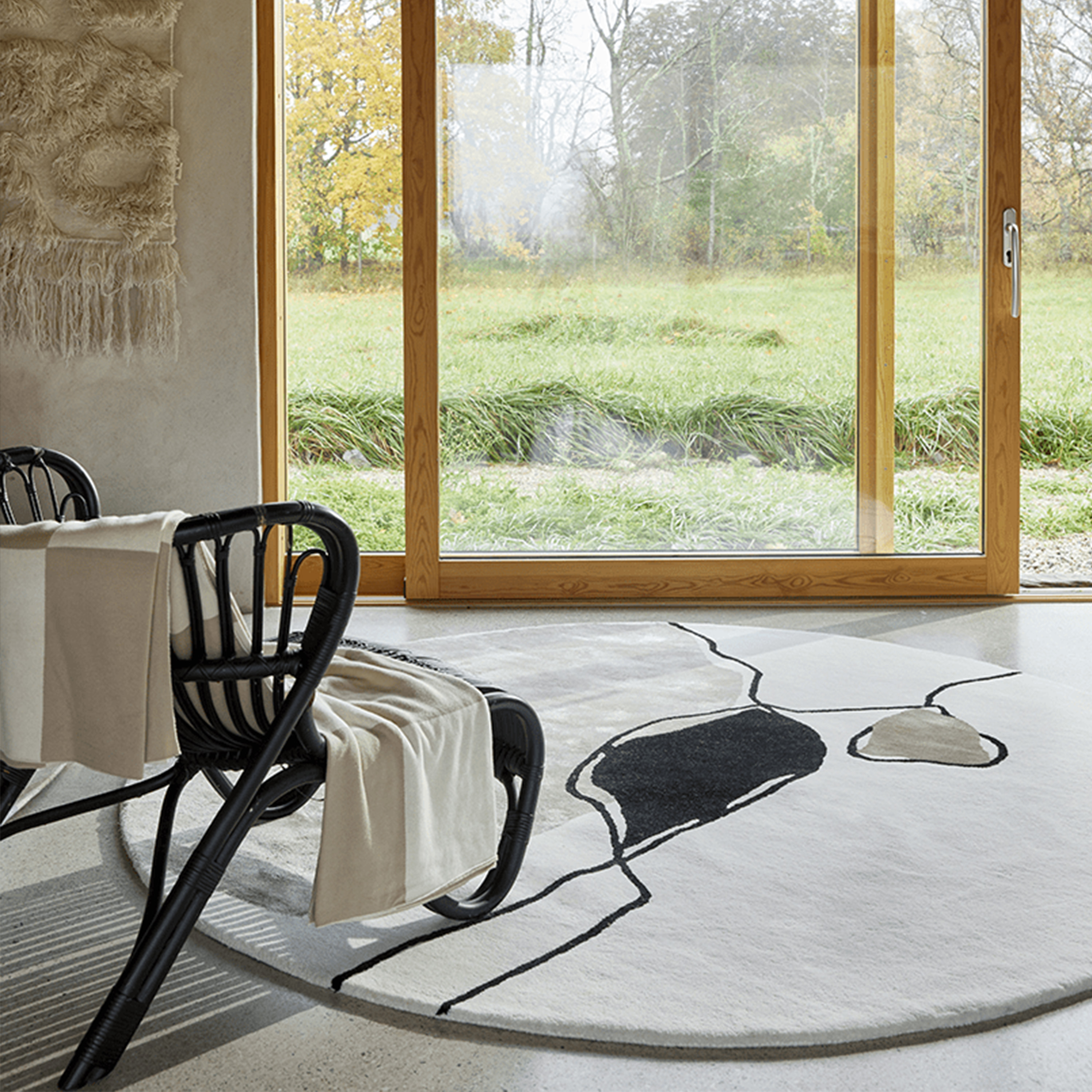 Classic Collection Abstract Ullteppe Rund Ivory Ø200