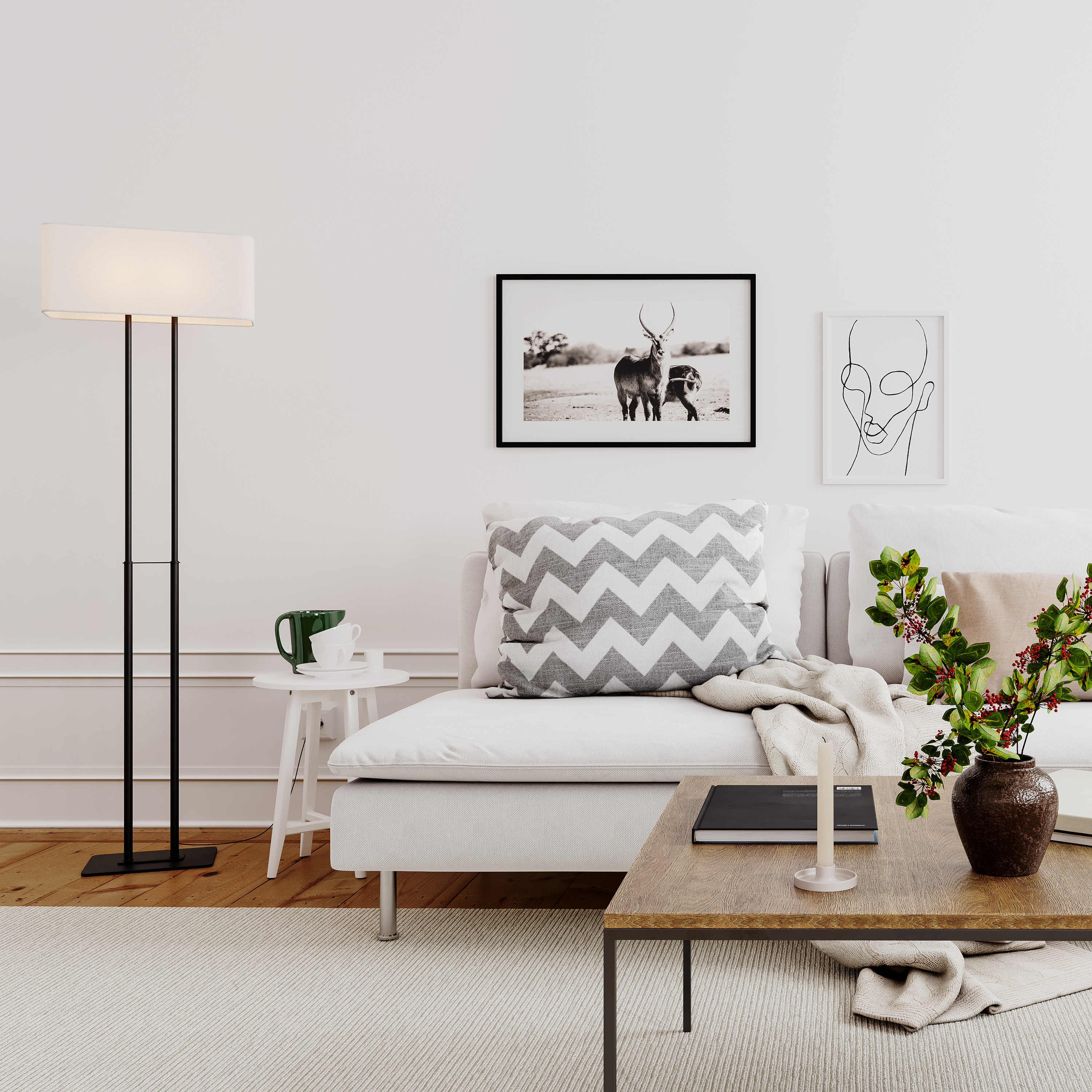 By Rydéns Luton Golvlampa Svart/Vit 150cm