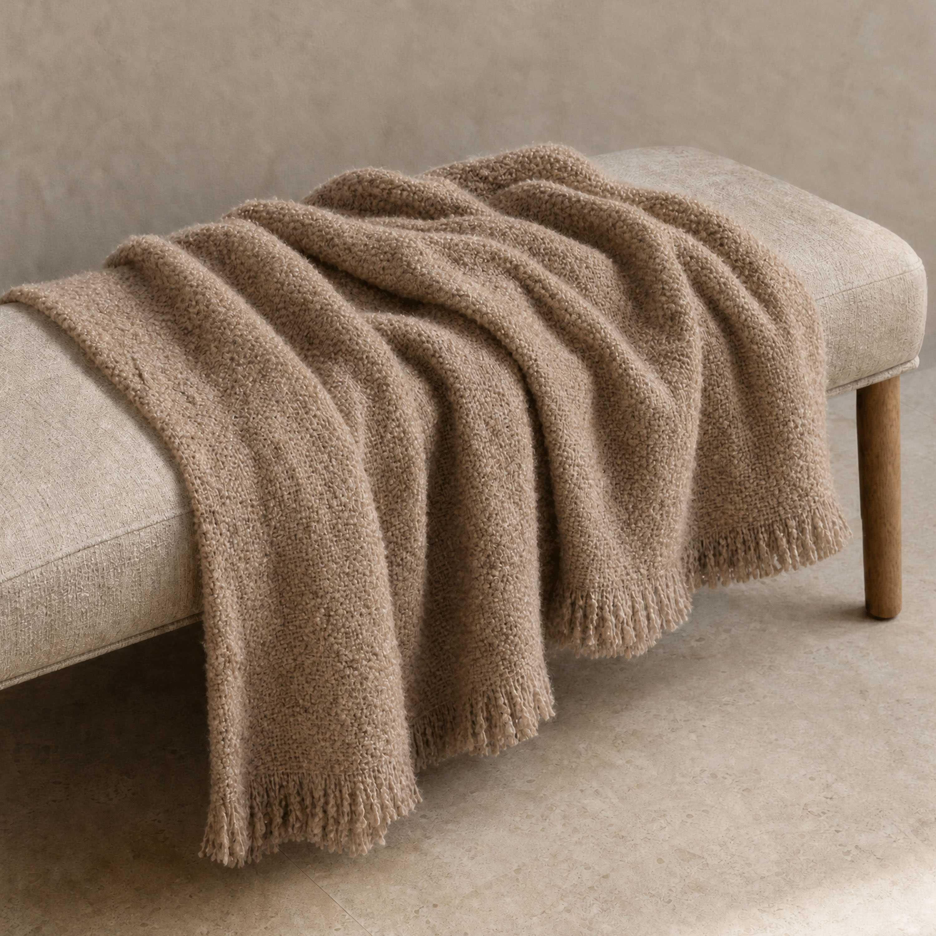 Classic Collection Bouclé Pläd Beige 130x170