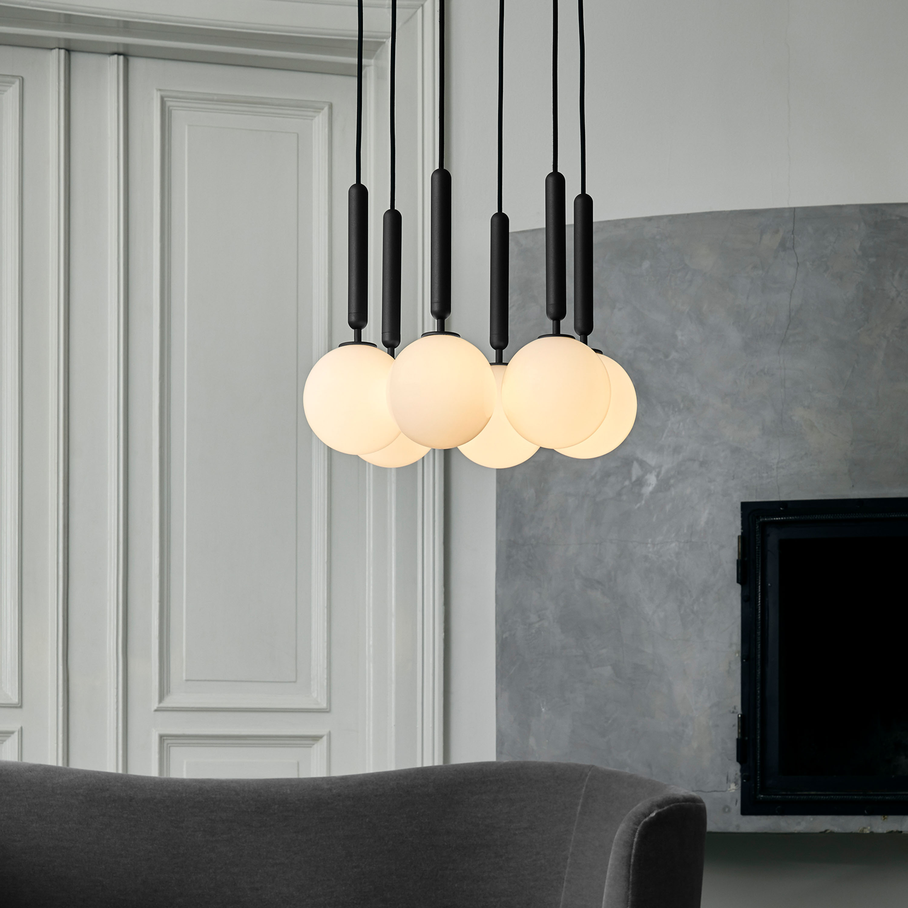 Nuura Miira 6 Taklampa Rock Grey/Opal Ø35