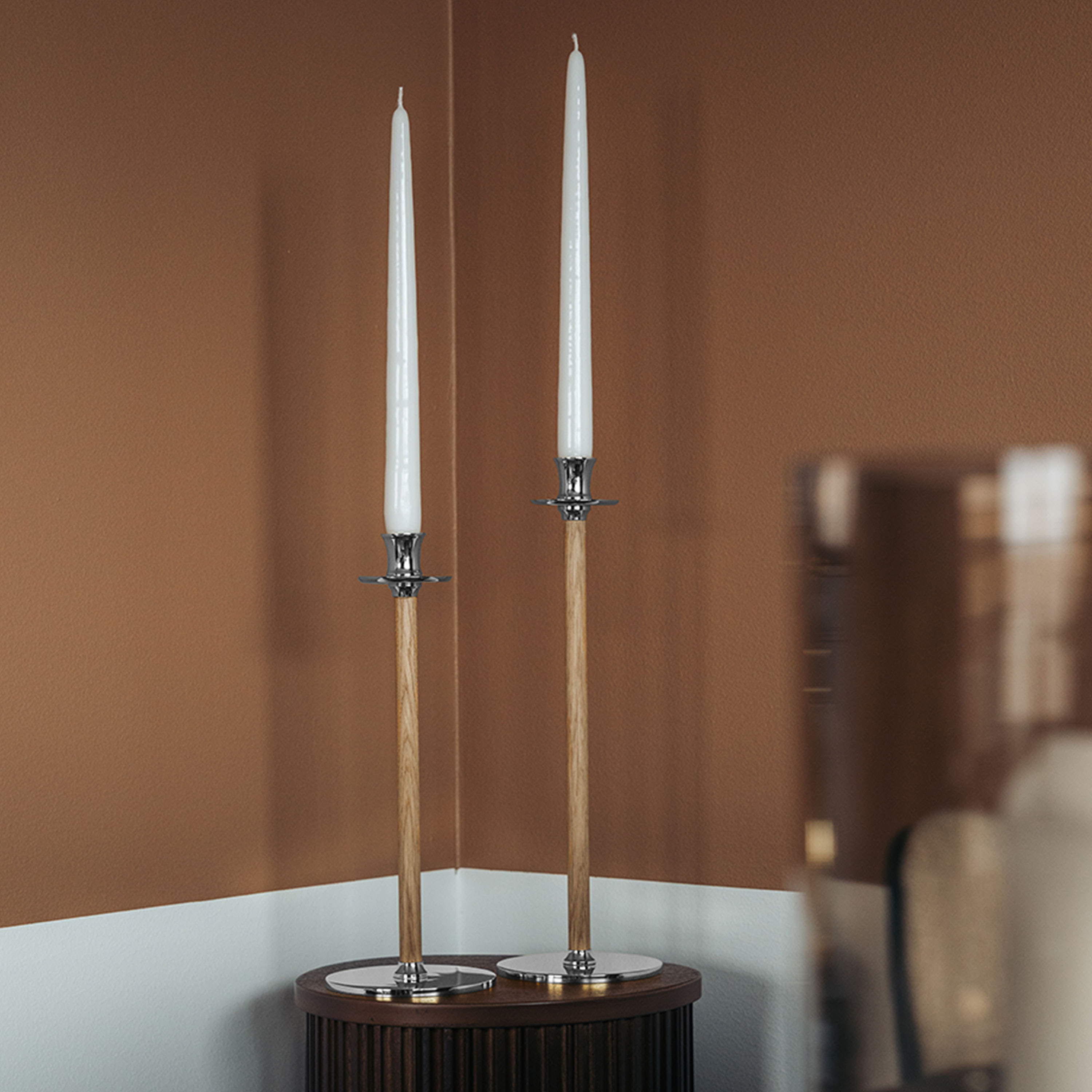 Hilke Collection Alto Basso Ljusstake Silver/White pigmented 40cm