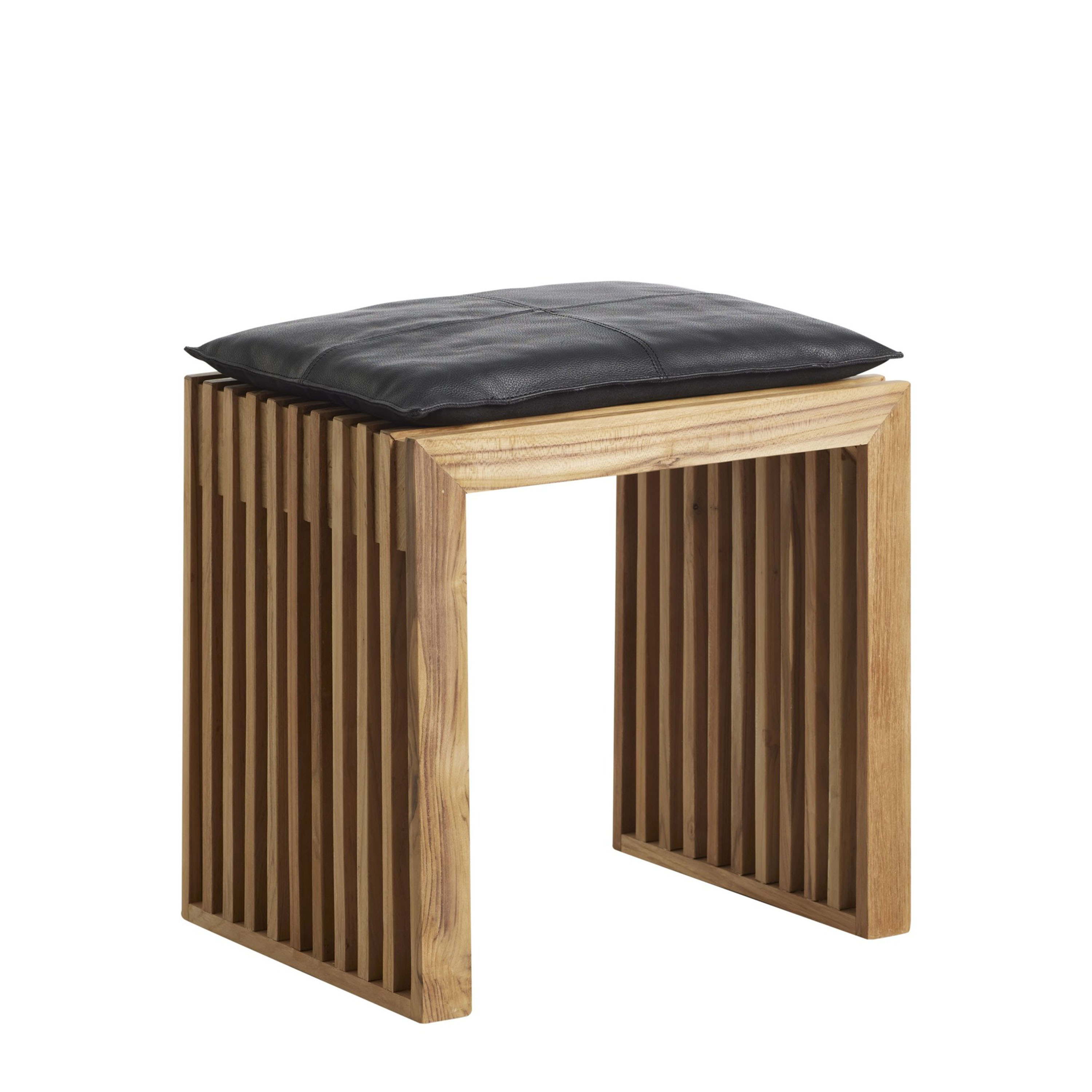 Rib Hocker Teak/Schwarz 45cm