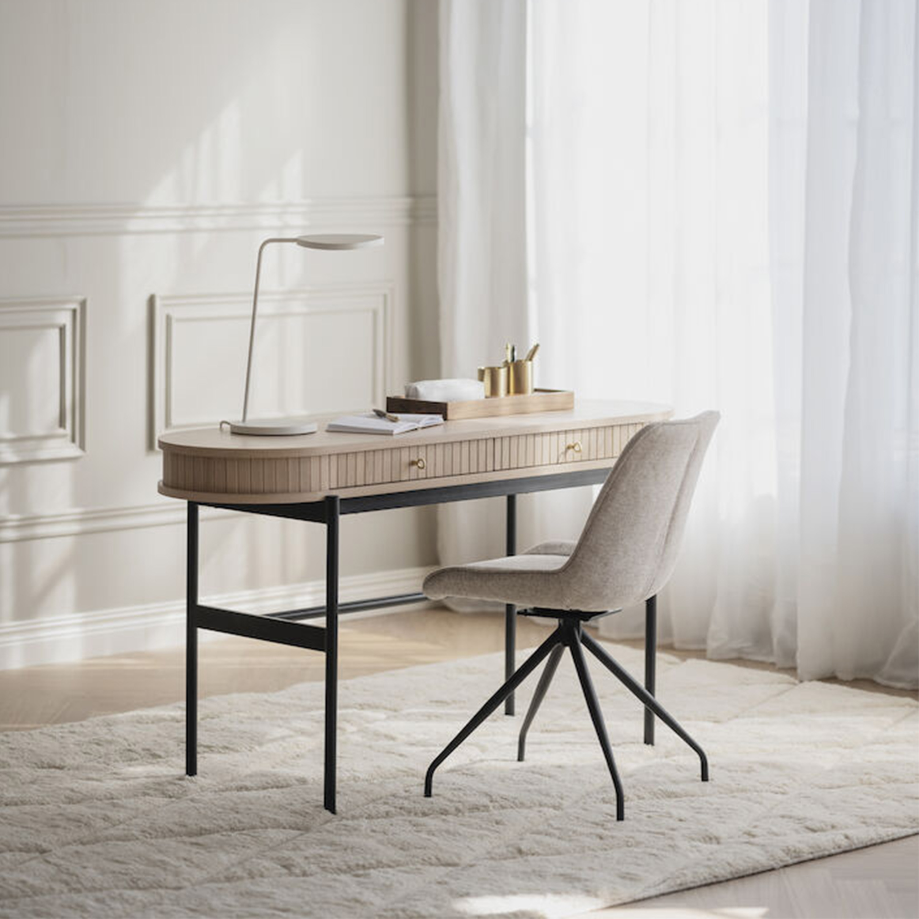 Rowico Home Haddington Konsolentisch Weiß pigmentiert/Schwarz 142cm