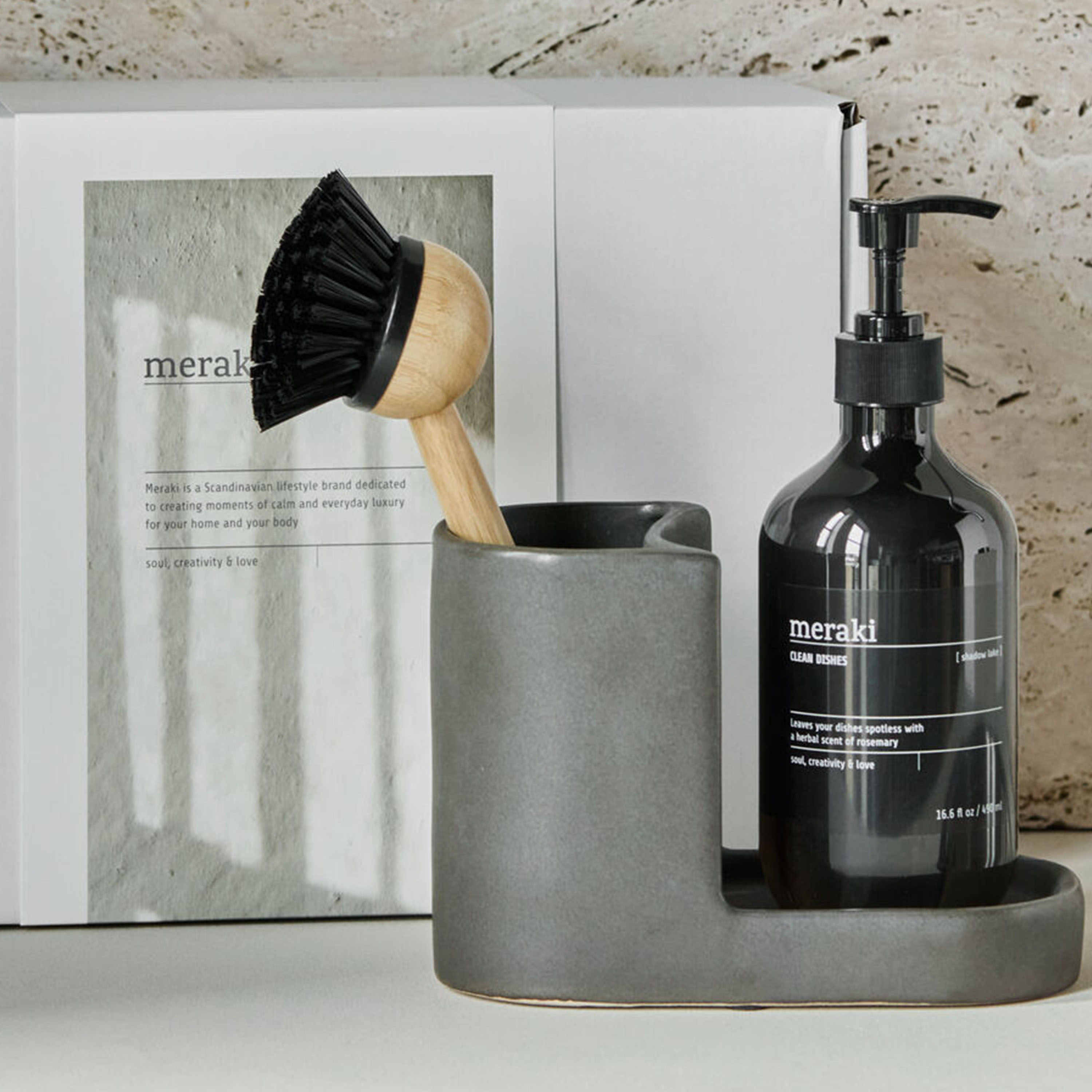 Meraki Shadow Lake Geschenkset Spülset Dark Grey 490 ml