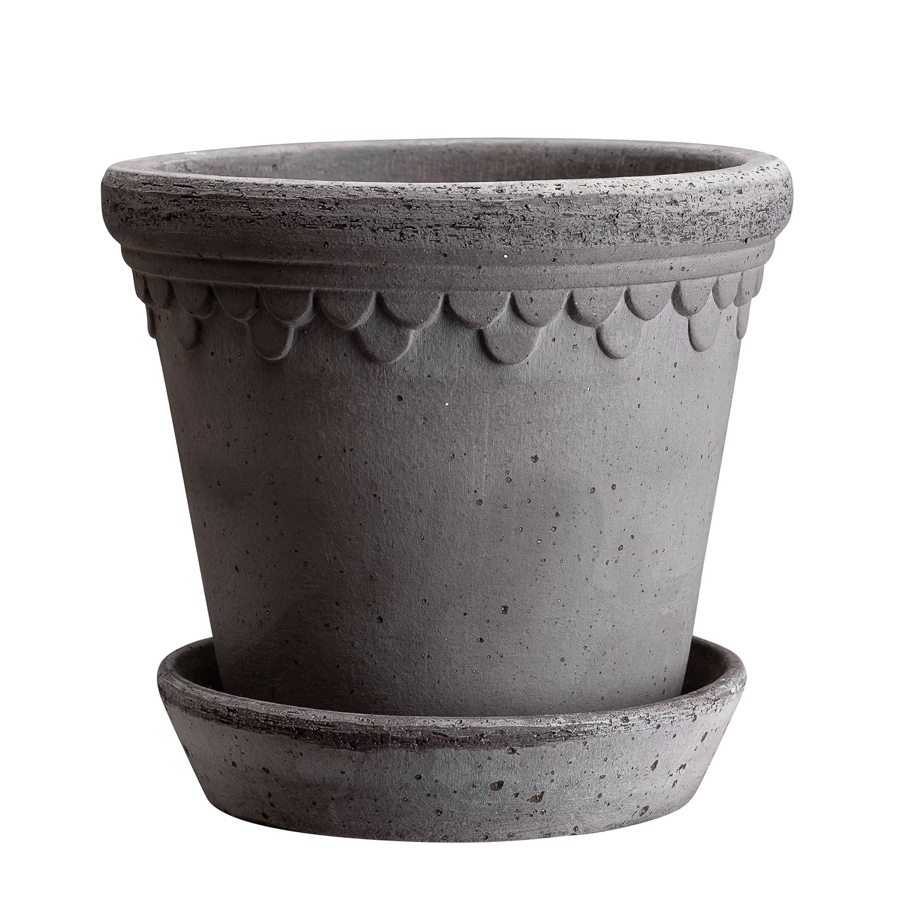 Københavner Kruka med fat Raw Grey Terracotta Ø25