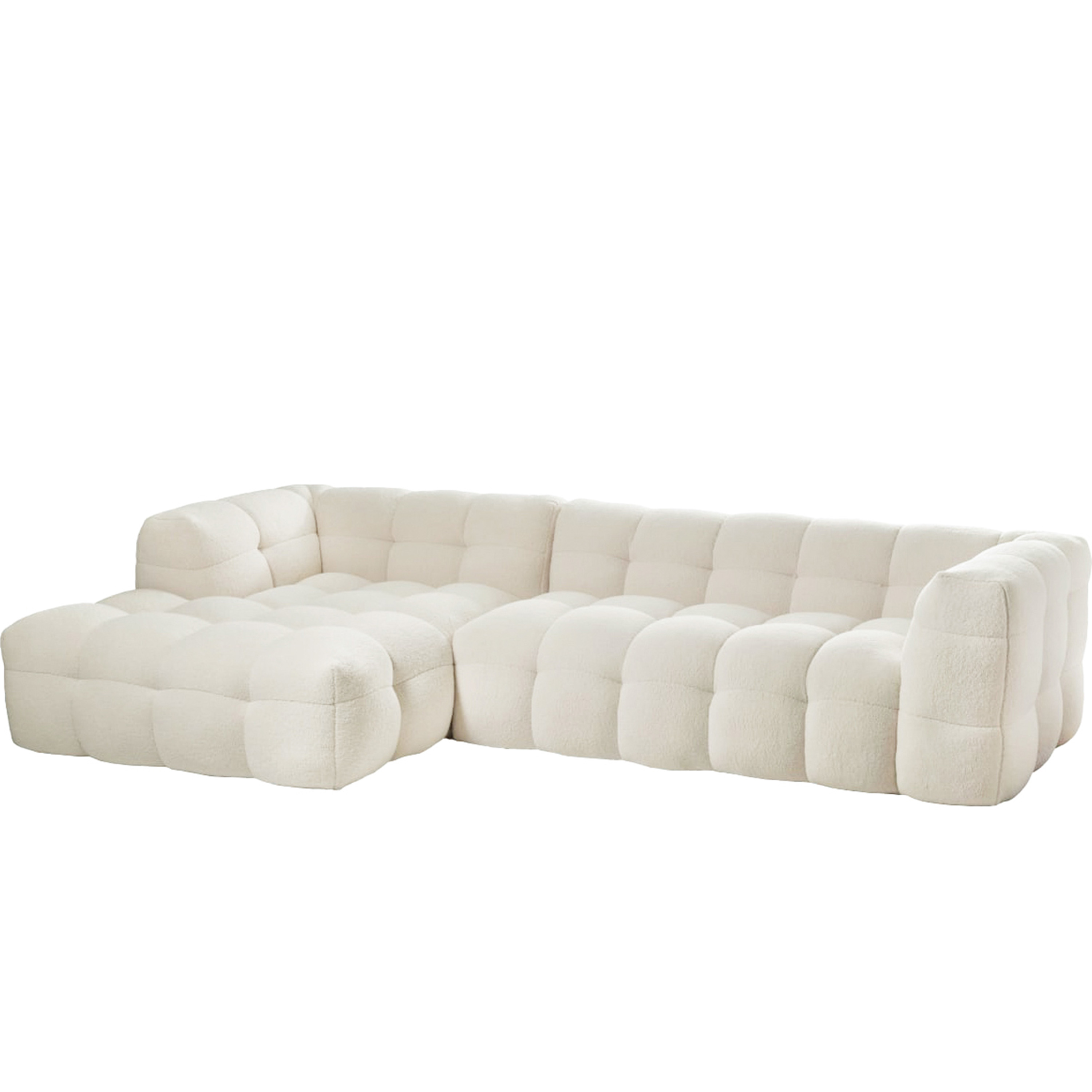 Sleepo Collection Billie Chaise Sofa Left Creme Teddy 292cm