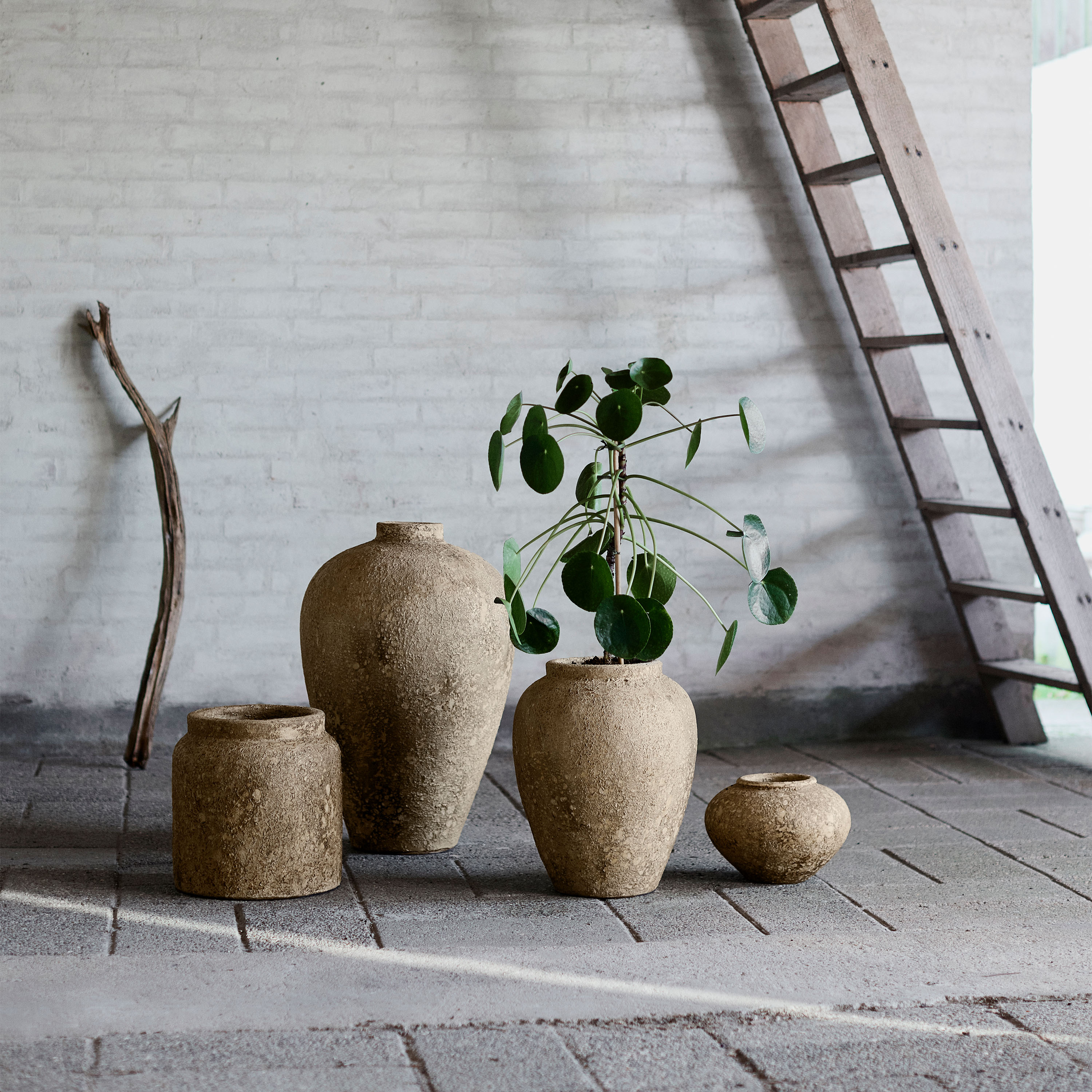 Muubs Luna Blumentopf Beige Terrakotta Ø35