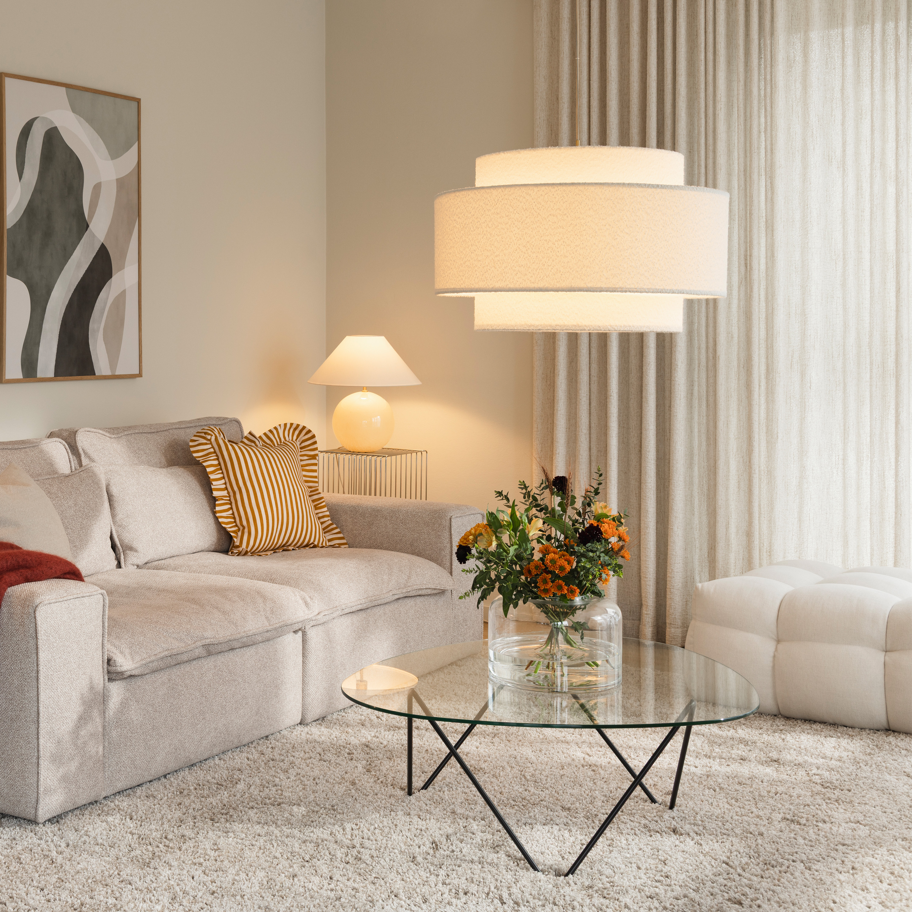 Globen Lighting Noah Kattovalaisin Bouclé Valkoinen 70cm