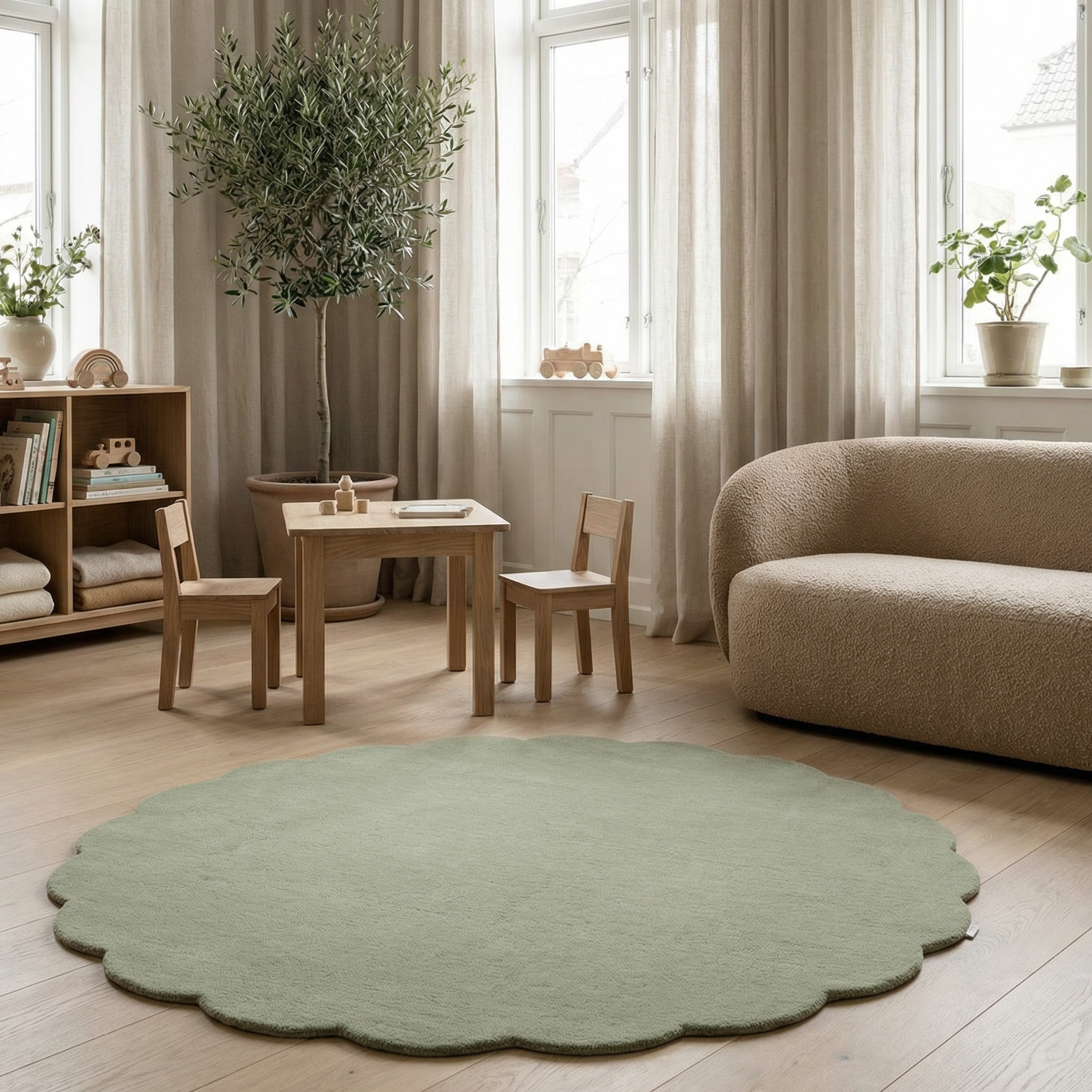 Classic Collection Shell Ullmatta Rund Grön Ø120